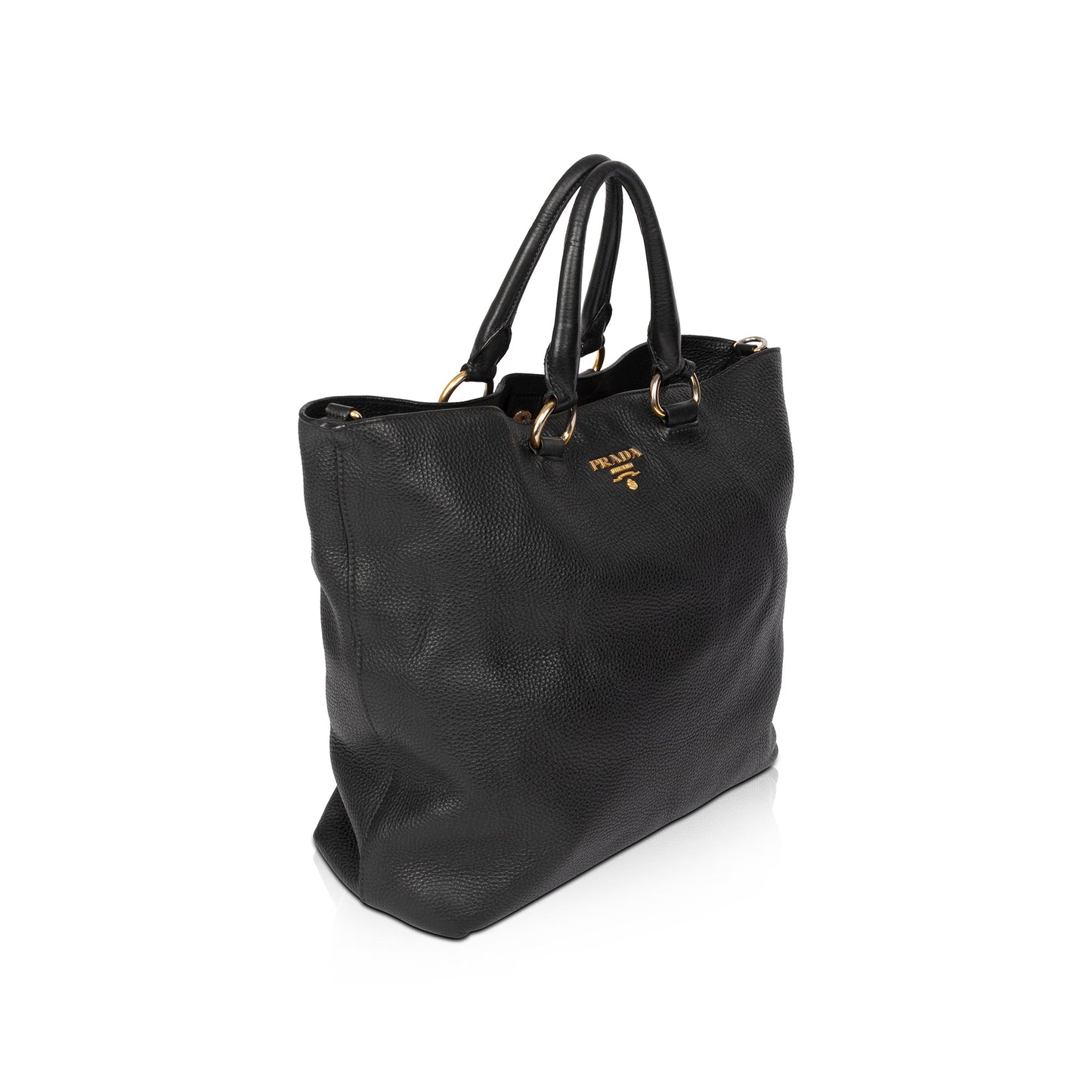 Prada Black Vitello Daino Shopping Tote