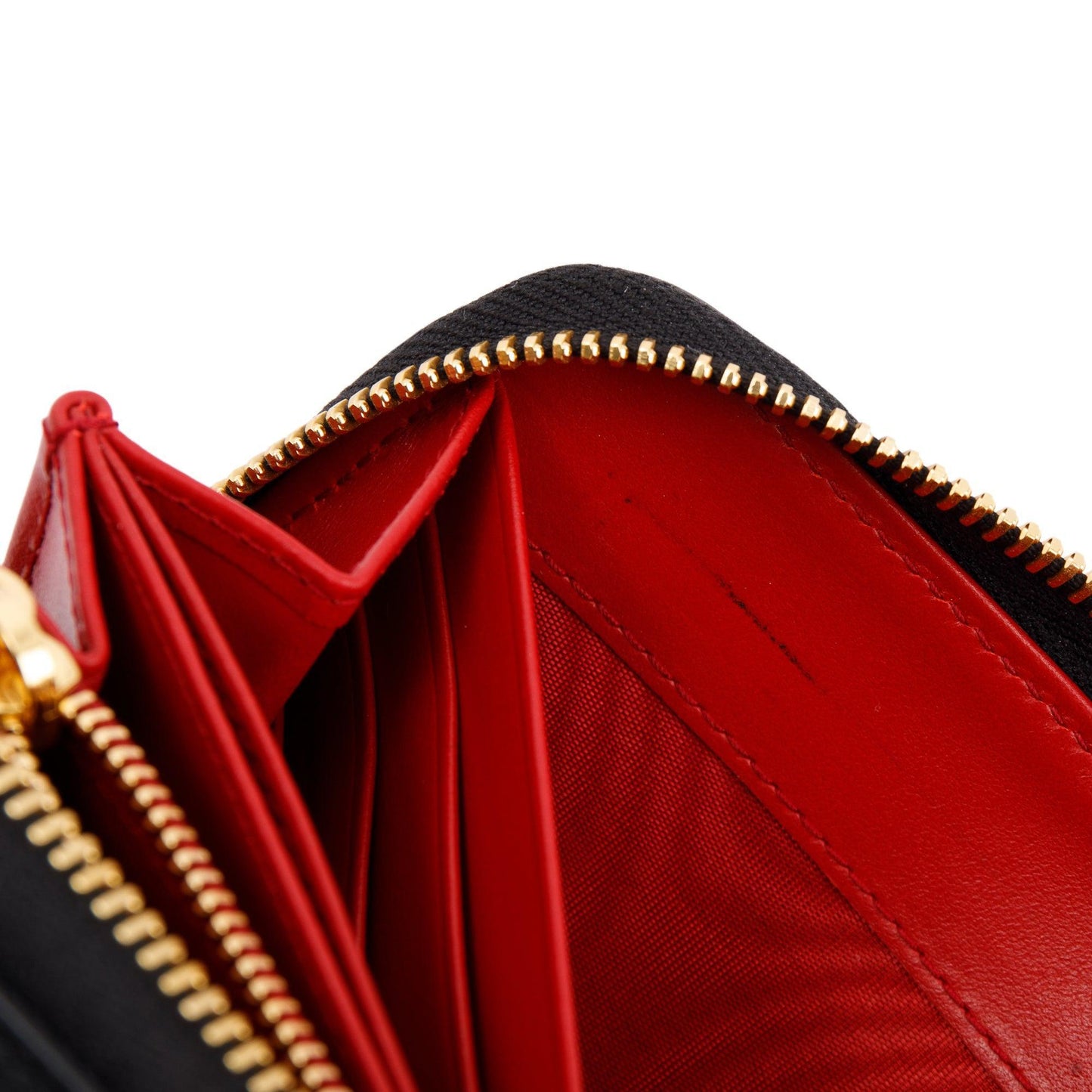 Prada Black Vitello Daino Zip Around Wallet