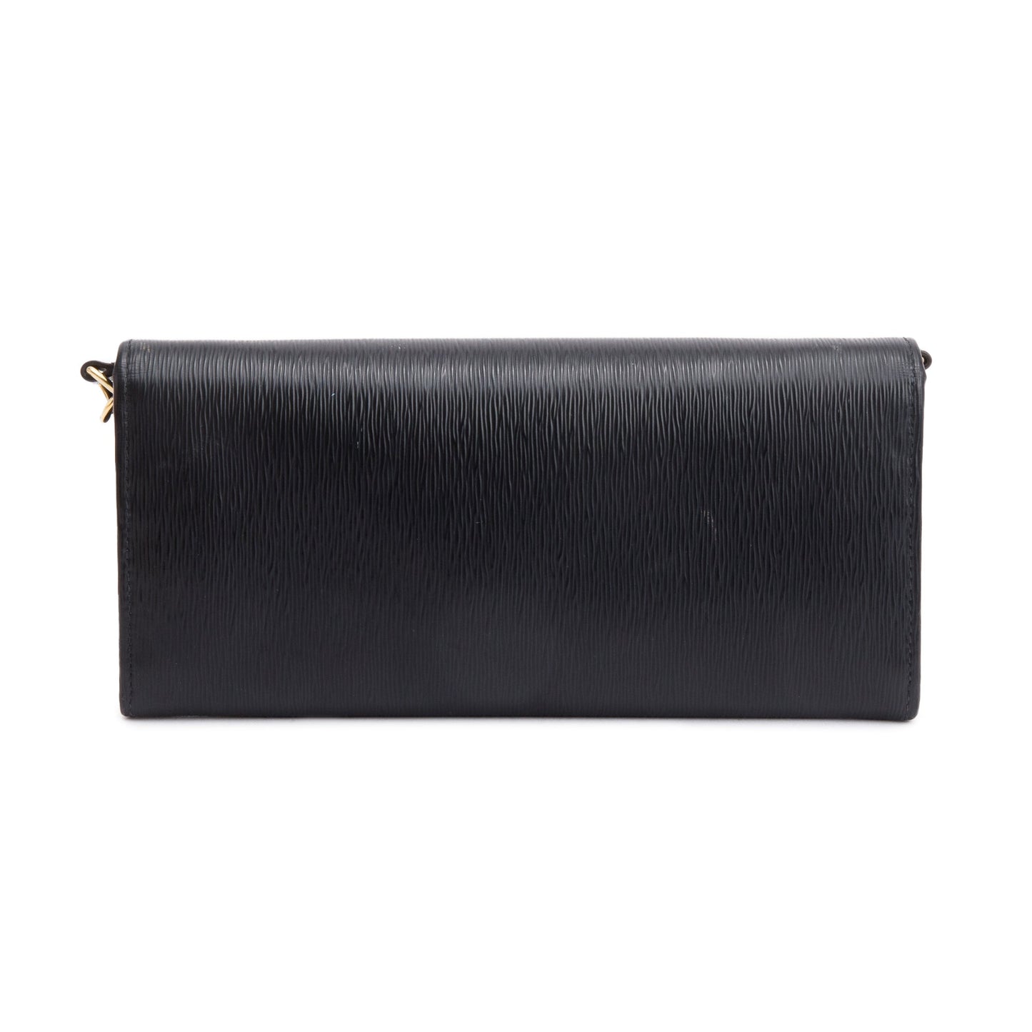 Prada Black Vitello Move Continental Wallet on Chain