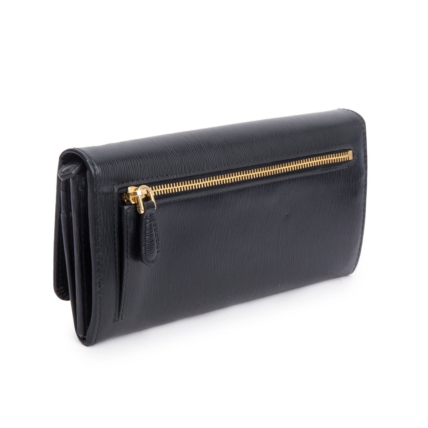 Prada Black Vitello Move Leather Continental Wallet
