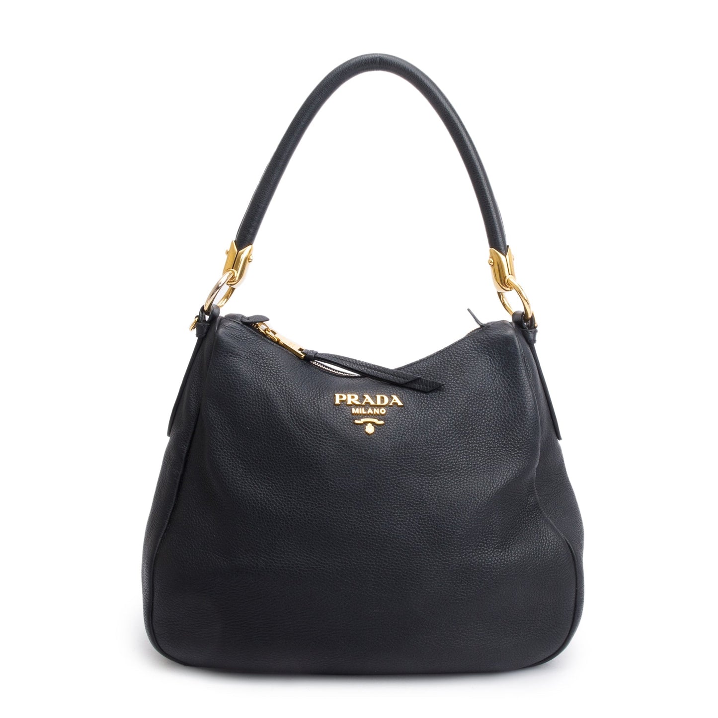 Prada Black Vitello Phenix Convertible Hobo