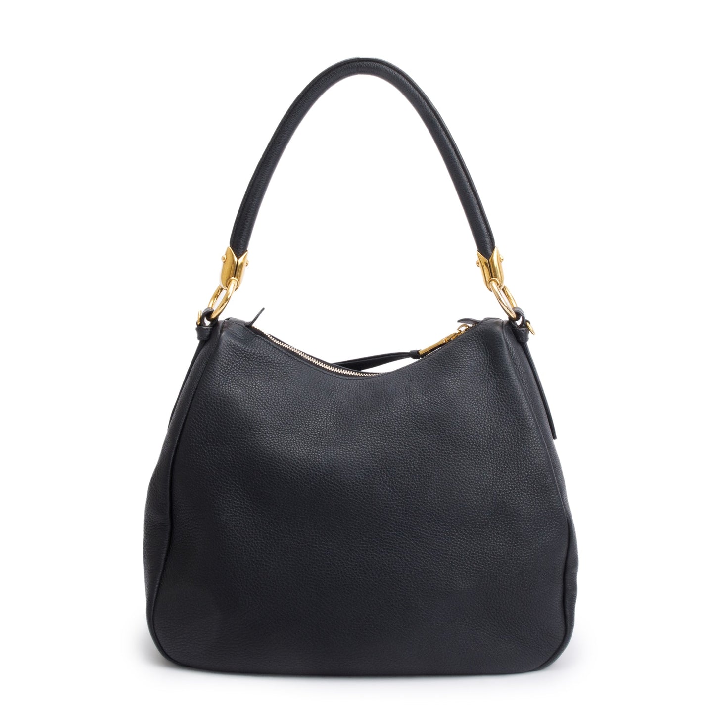 Prada Black Vitello Phenix Convertible Hobo