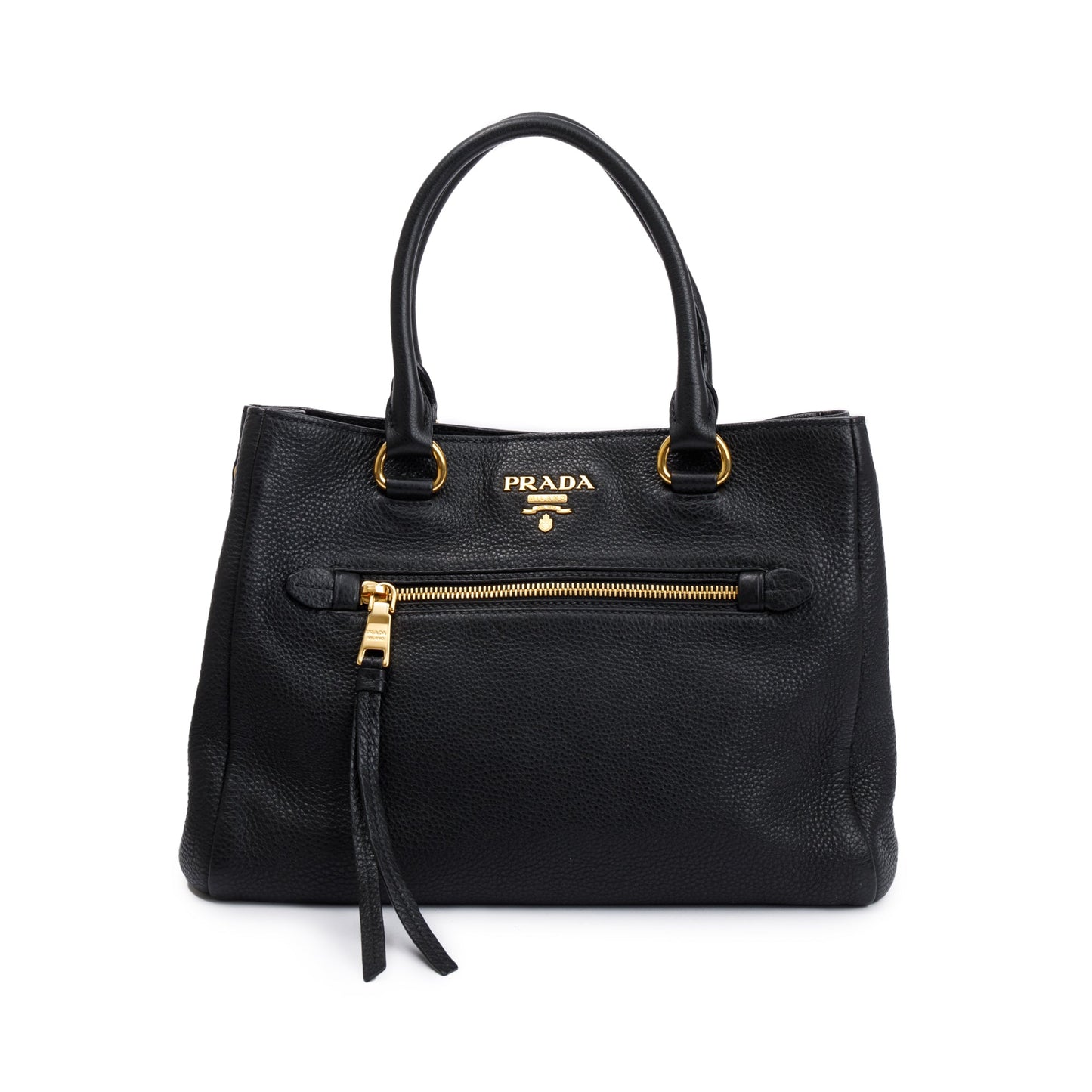 Prada Black Vitello Phenix Leather Pocket Tote