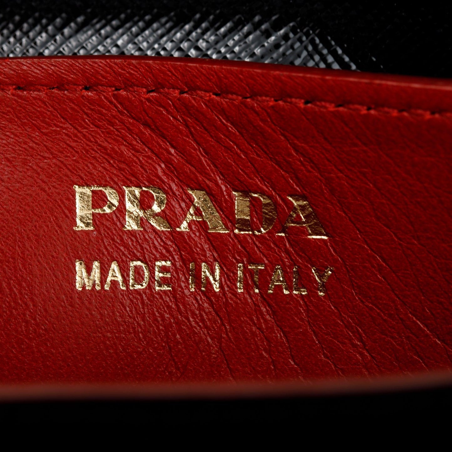 Prada Black/Red Saffiano Vernice Shiny Medium Cuir Double Tote