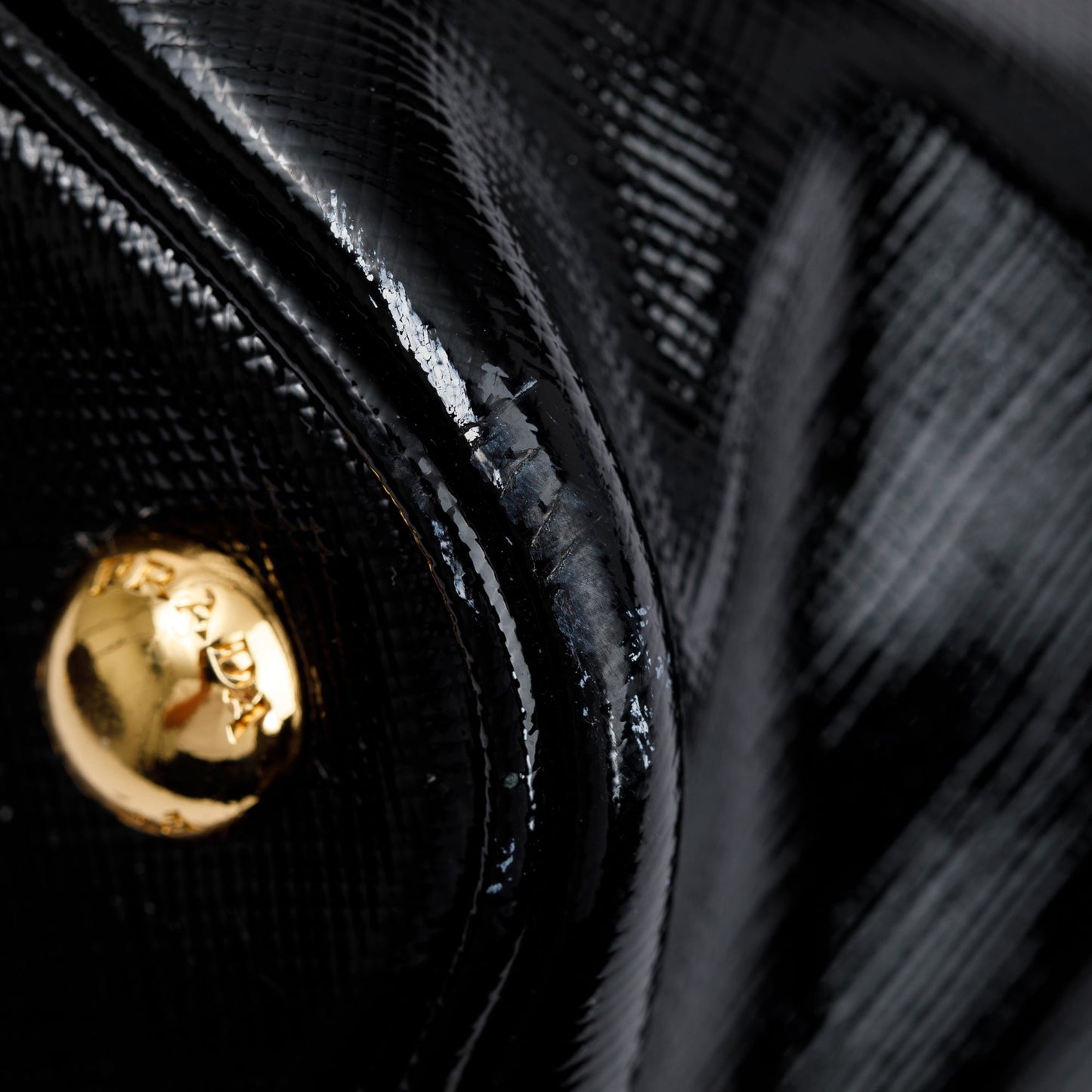 Prada Black/Red Saffiano Vernice Shiny Medium Cuir Double Tote
