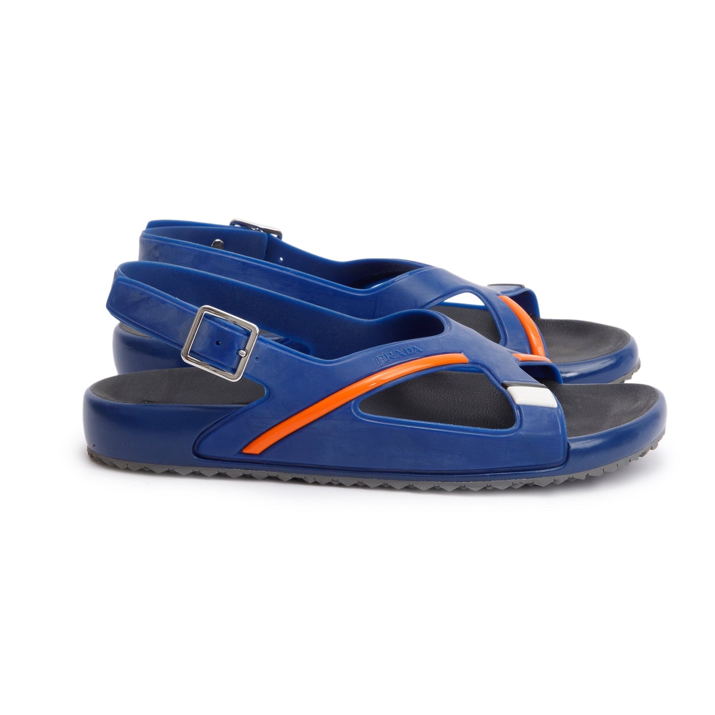 Prada Blue Rubber Sling Back Sandals, Size 6
