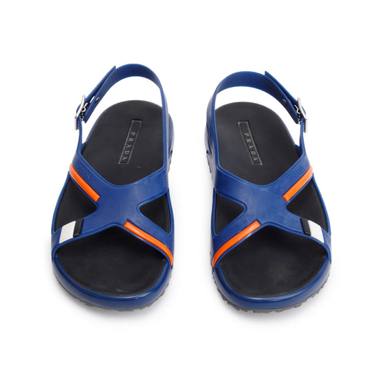Prada Blue Rubber Sling Back Sandals, Size 6