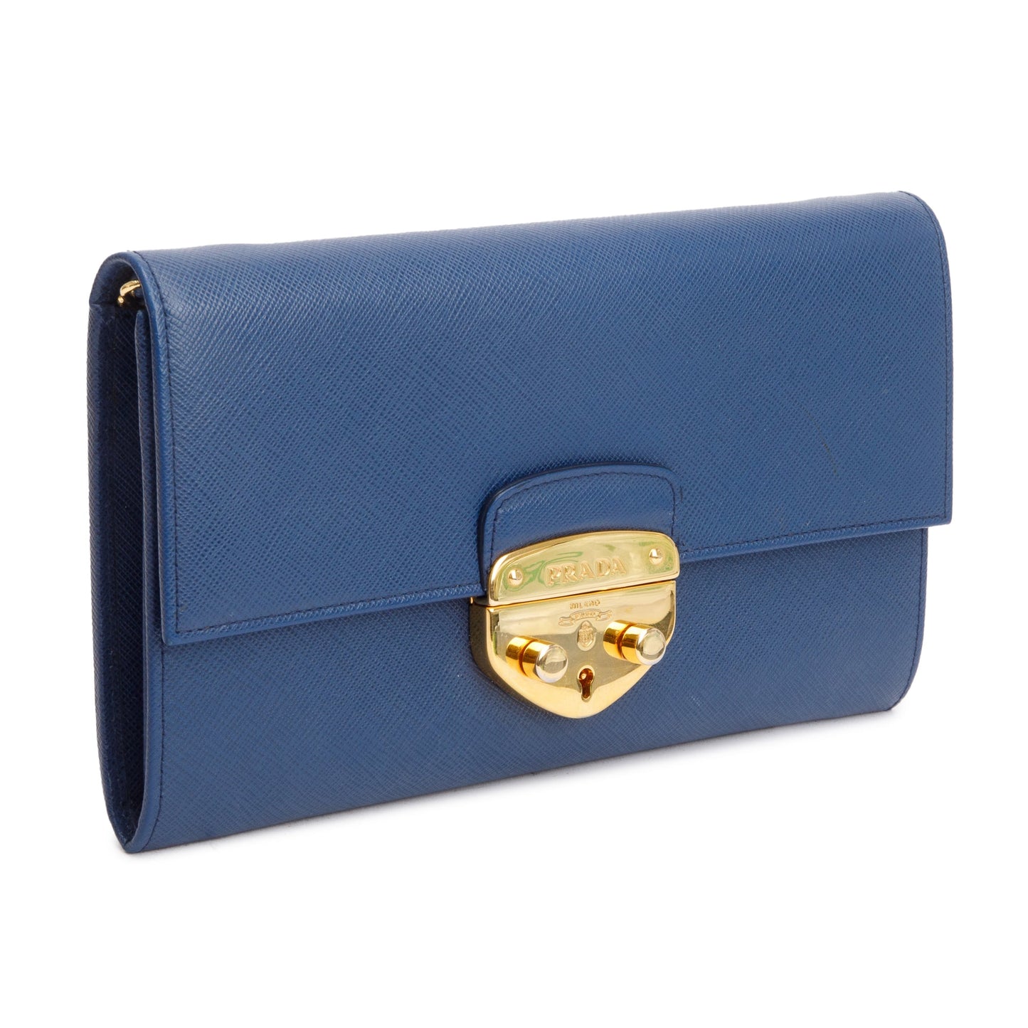 Prada Blue Saffiano Lux Leather Sound Crossbody Bag