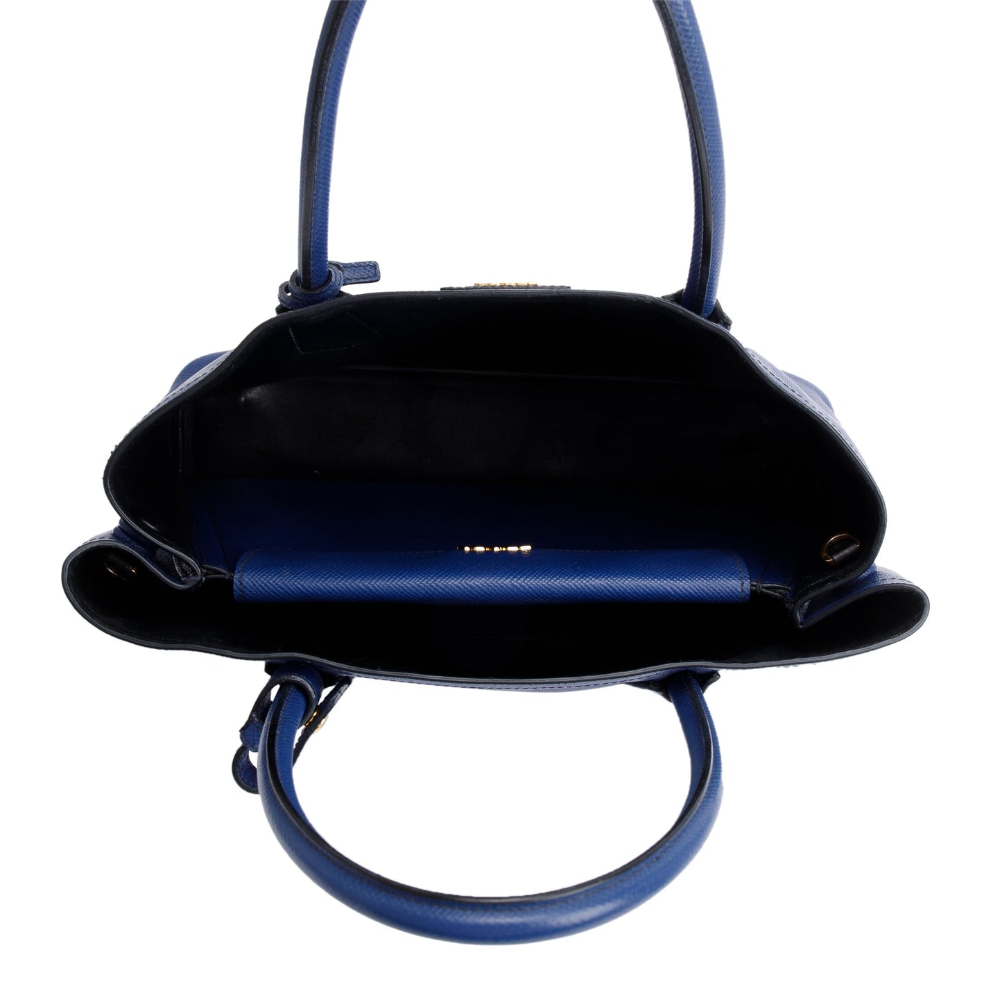Prada Blue Saffiano Lux Medium Cuir Double Tote