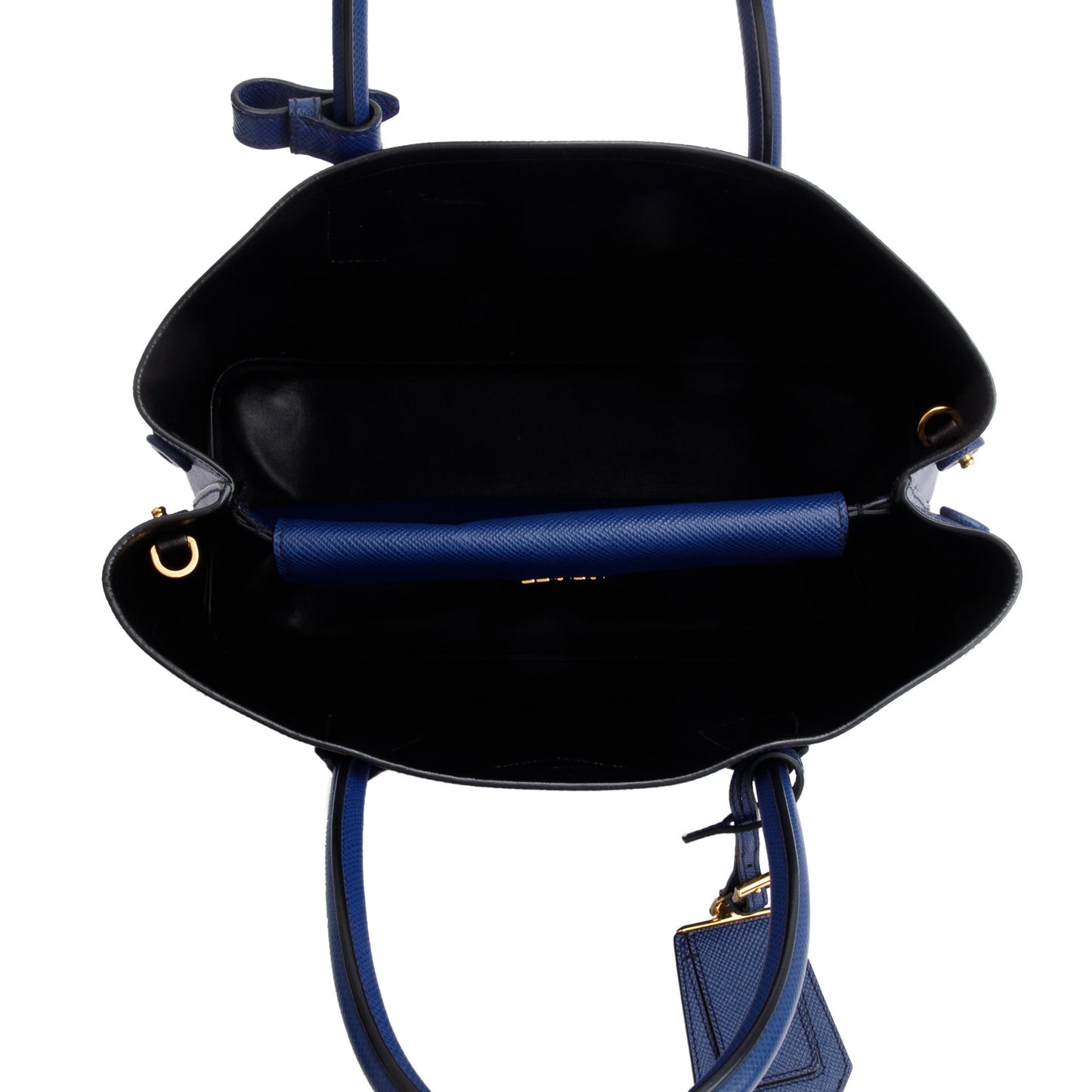 Prada Blue Saffiano Lux Medium Cuir Double Tote