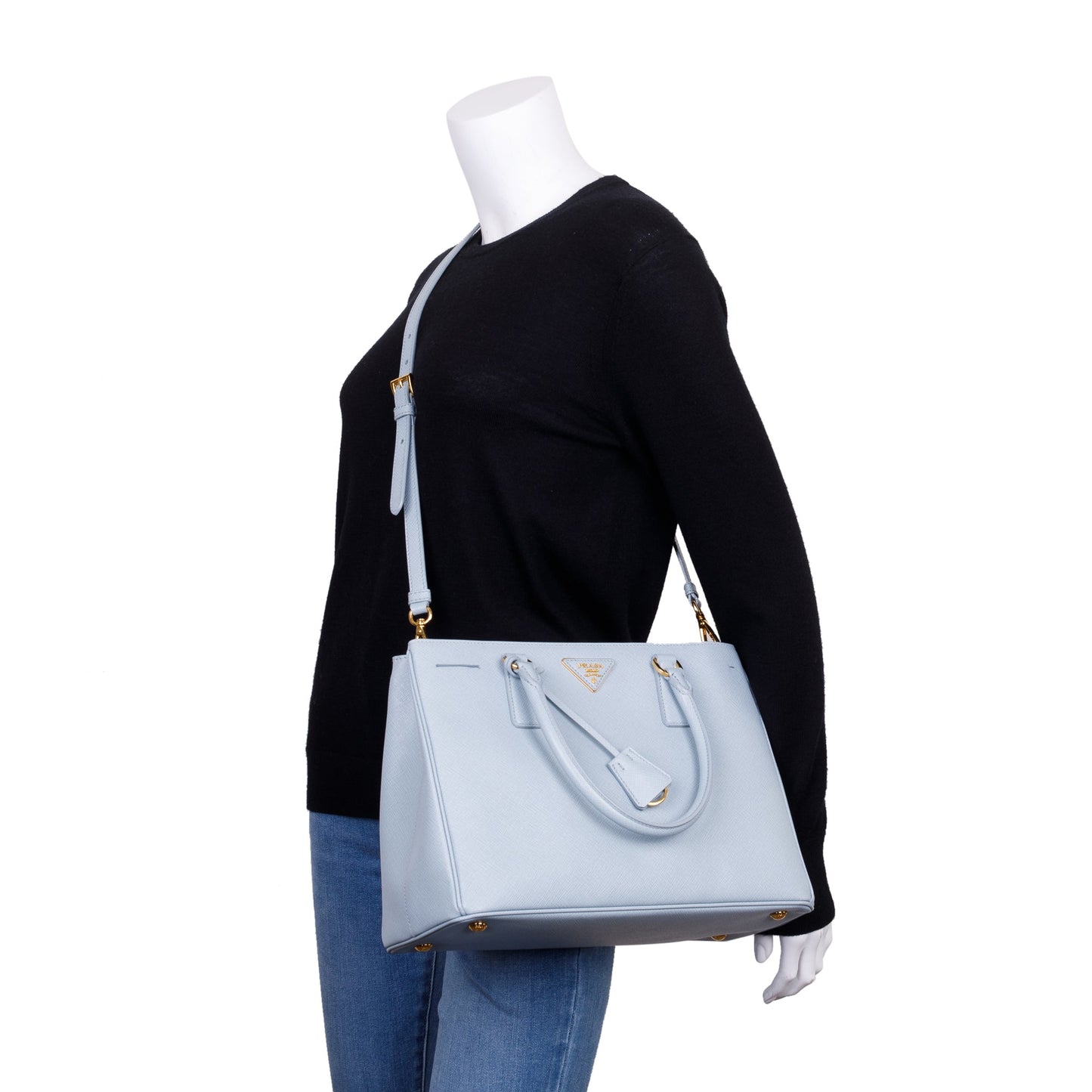 Prada Blue Saffiano Lux Medium Tote