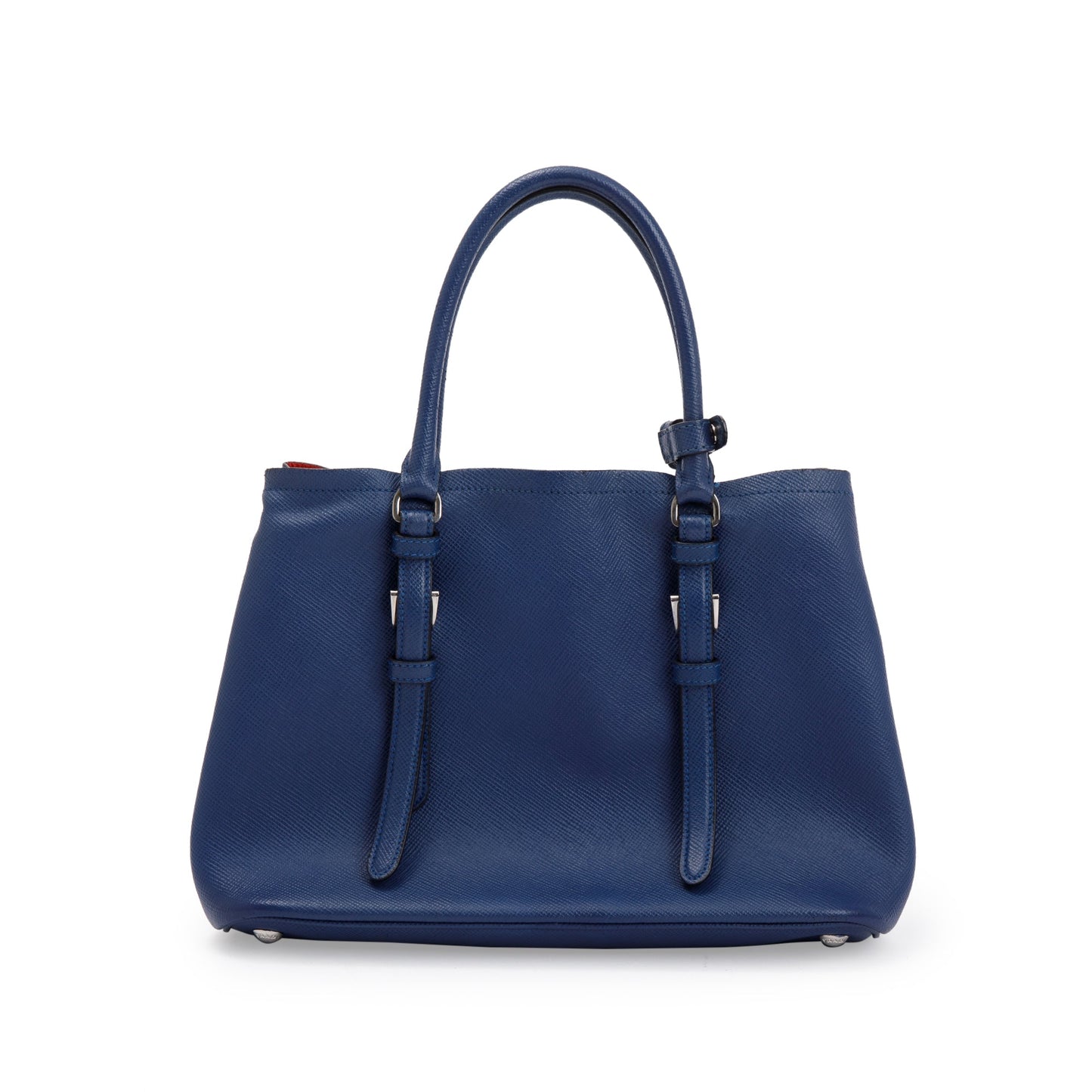 Prada Blue Saffiano Lux Small Cuir Double Tote