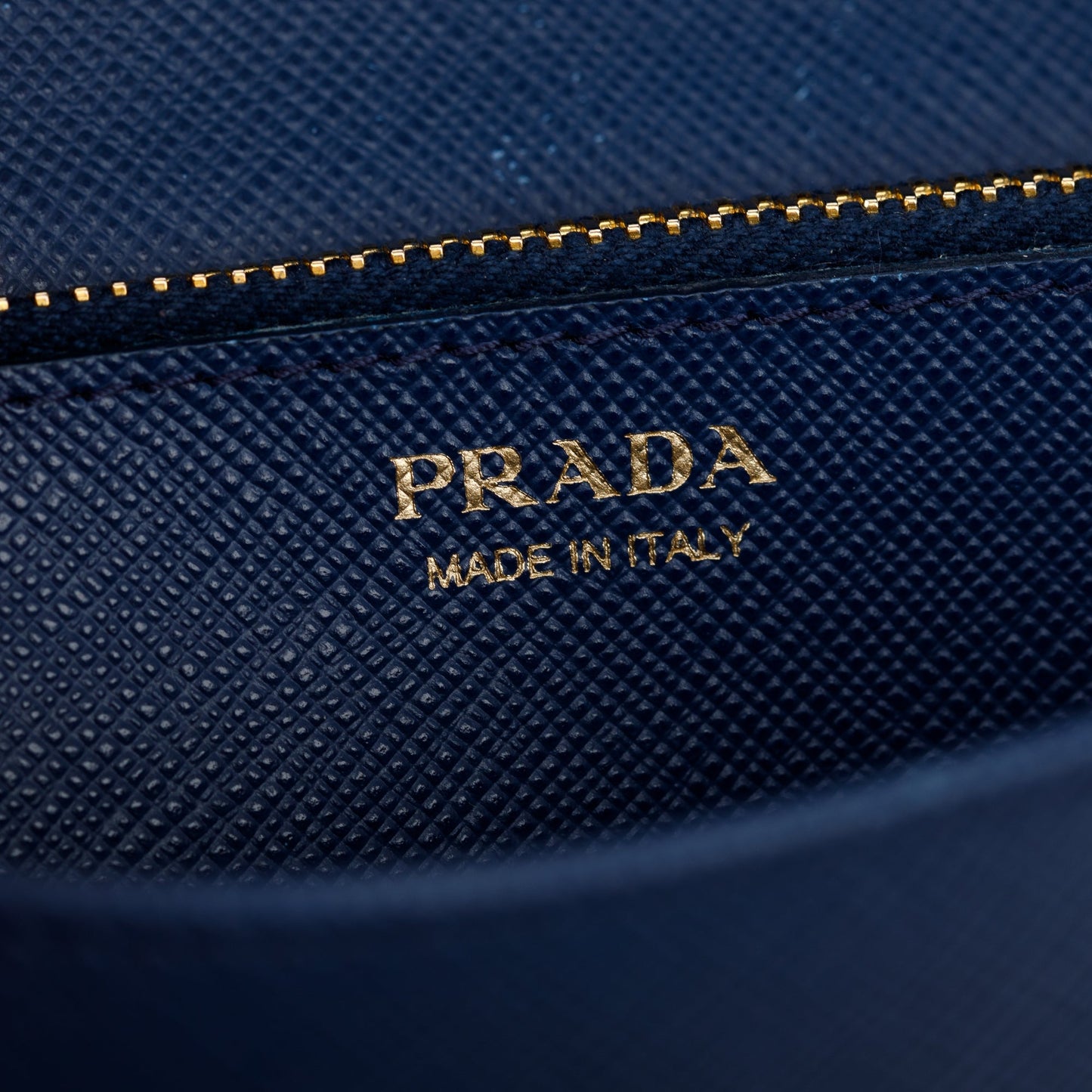 Prada Blue Saffiano Lux Wallet on Chain