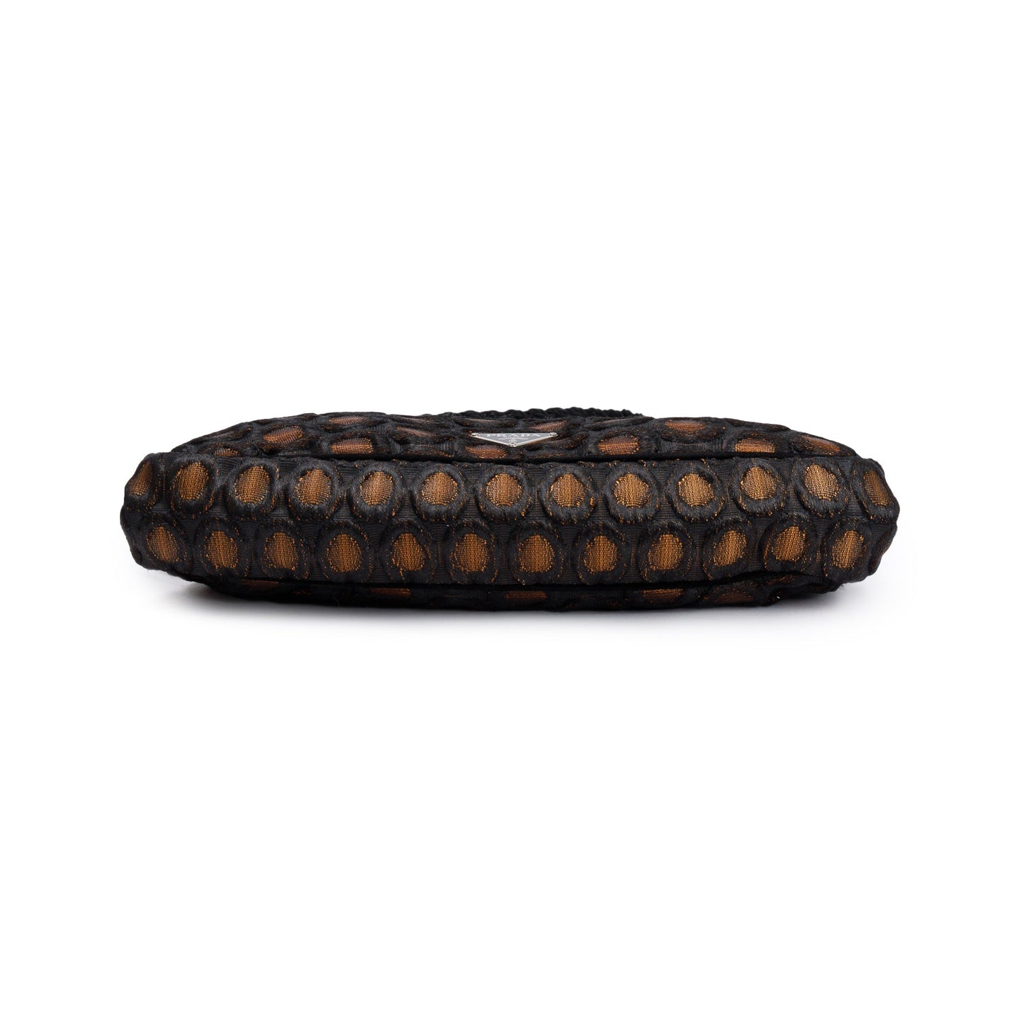 Prada Brown/ Beige Embroidered Satin Black Velvet Raso Frame Bag