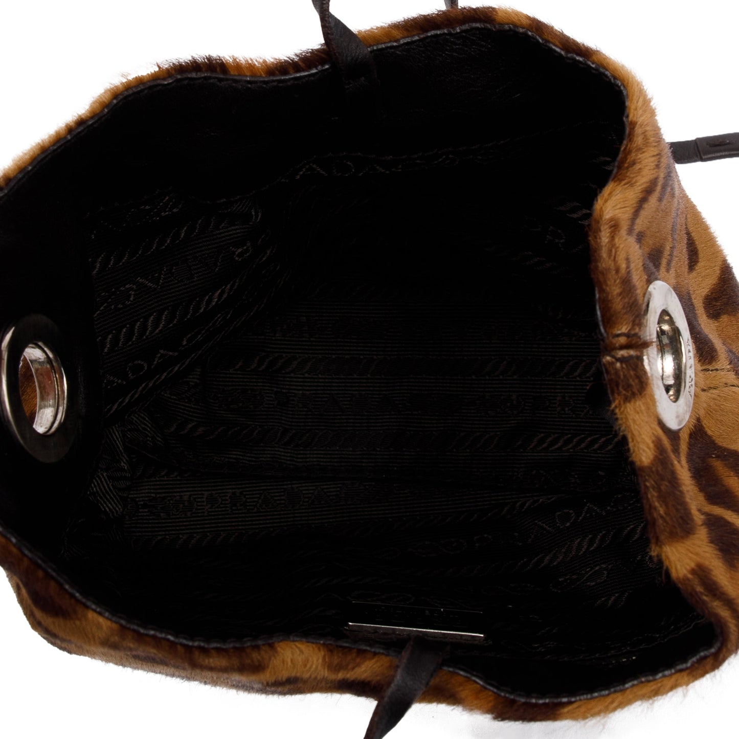 Prada Brown Cavallino Leopard Print Ring Handle Bag