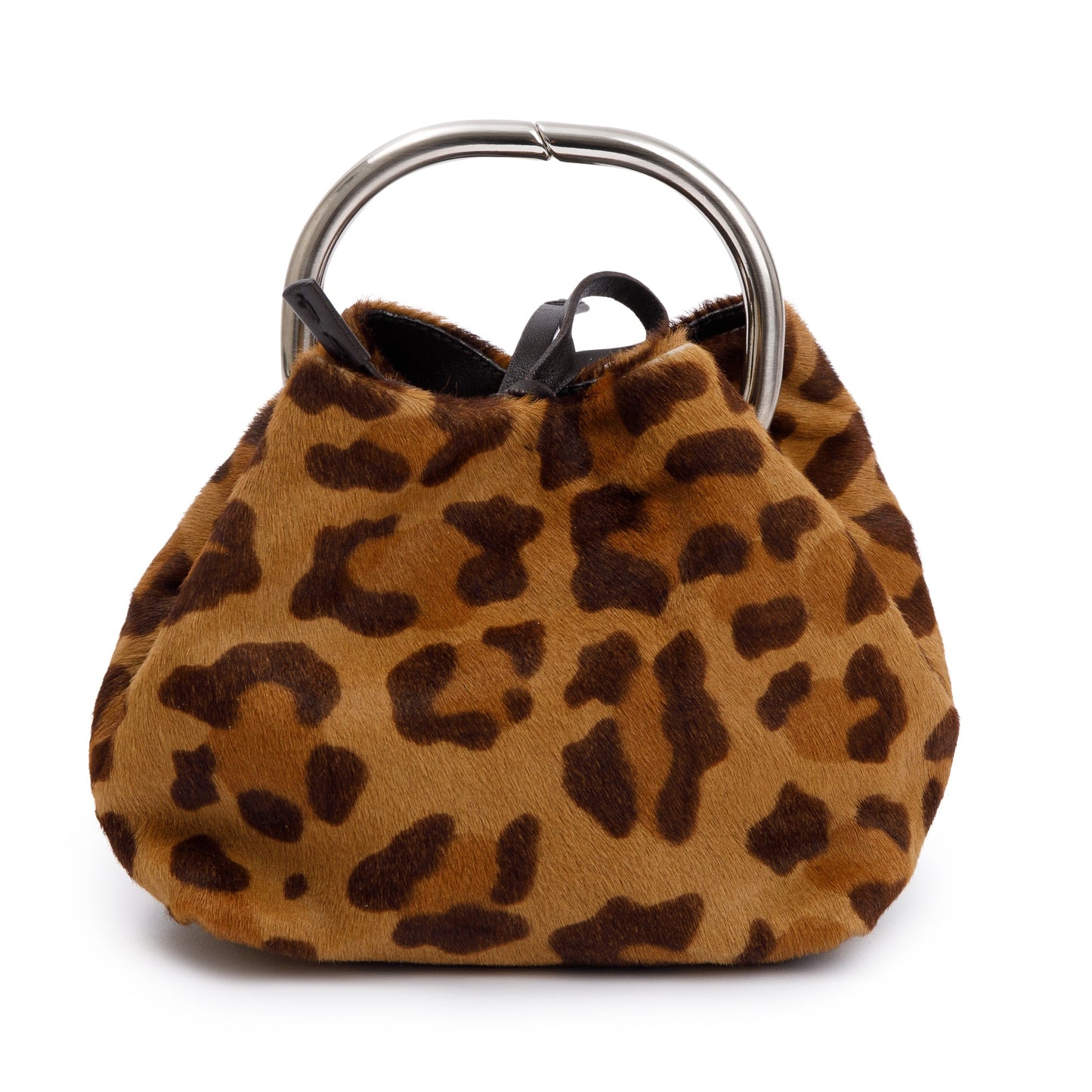 Prada Brown Cavallino Leopard Print Ring Handle Bag
