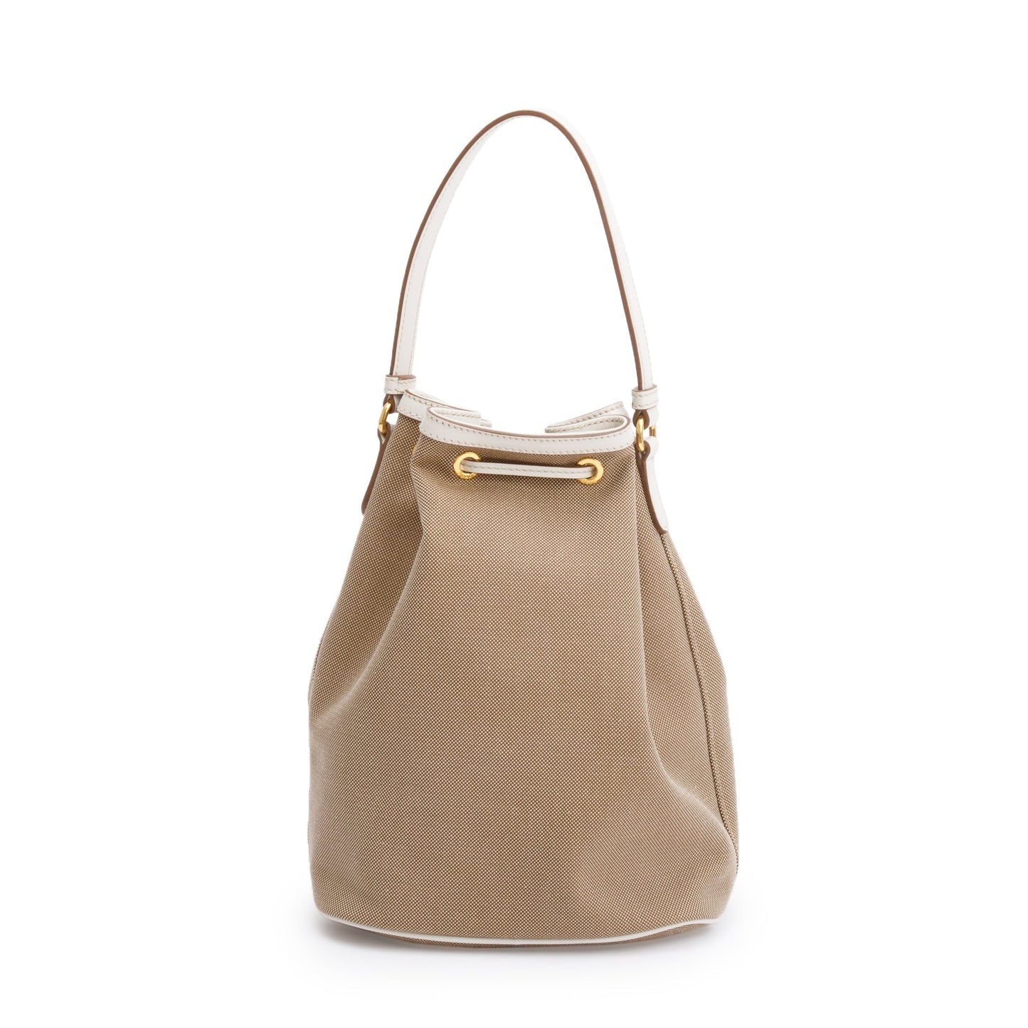 Prada Brown Logo Jacquard Bucket Bag
