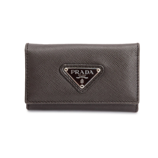 Prada Brown Saffiano Leather 6 Key Holder