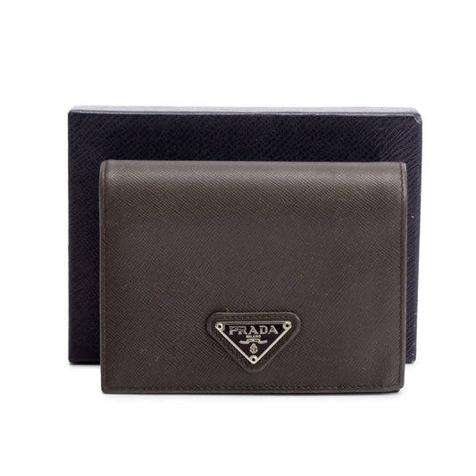 Prada Brown Saffiano Leather Bi-Fold Wallet