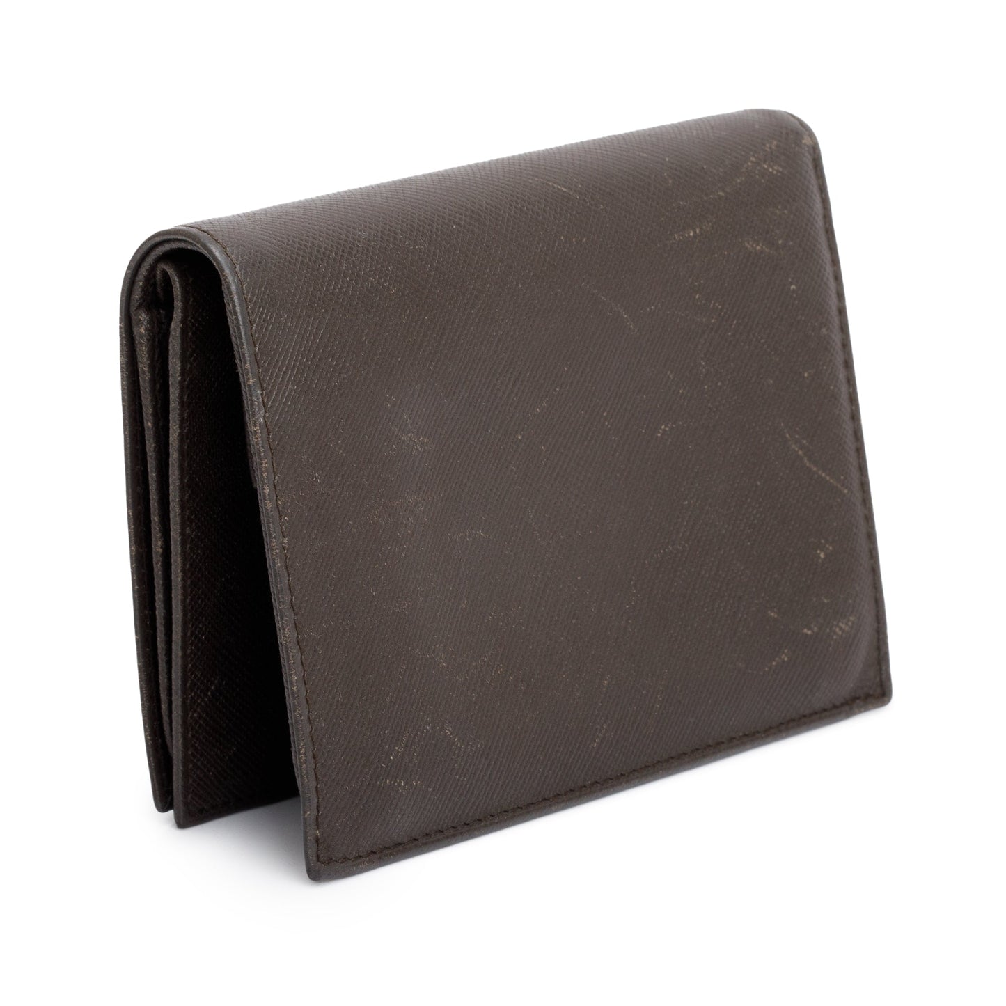Prada Brown Saffiano Leather Bi-Fold Wallet