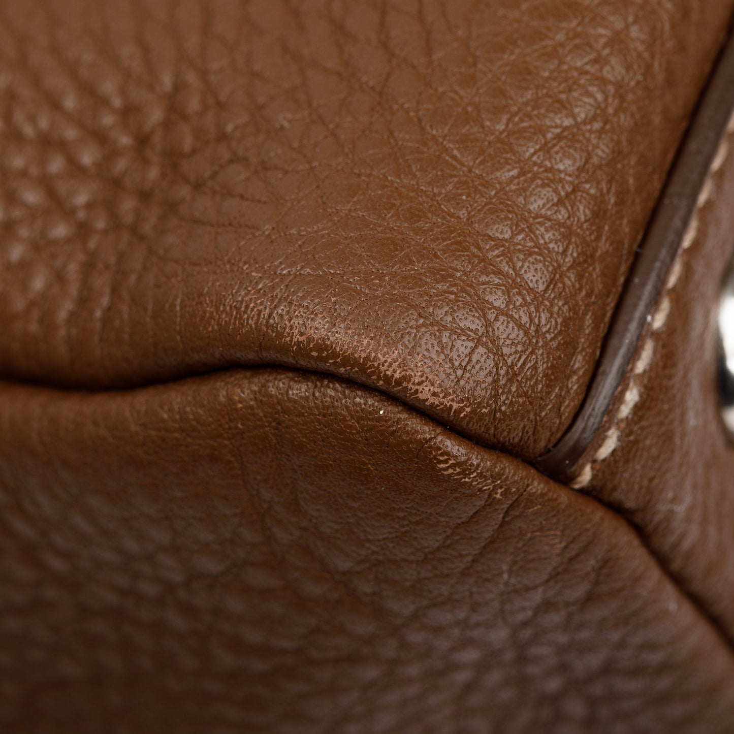 Prada Brown Vitello Daino Leather  Medium Bauletto Logo Bag