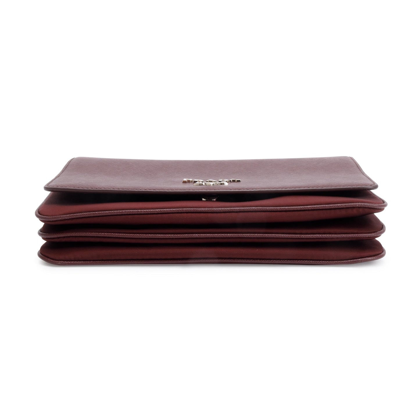 Prada Burgundy Tessuto Saffiano Leather Flap Shoulder Bag
