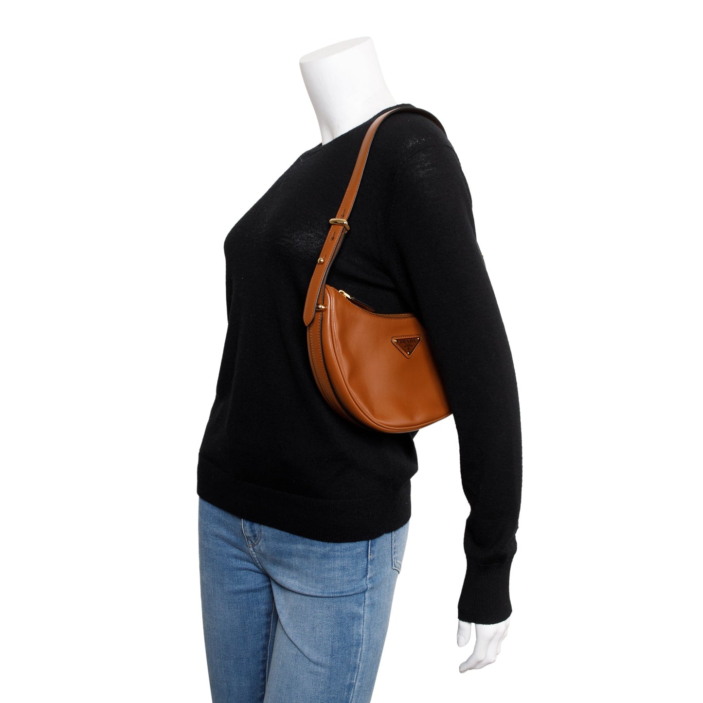 Prada Cognac Nappa Leather Arque Shoulder Bag