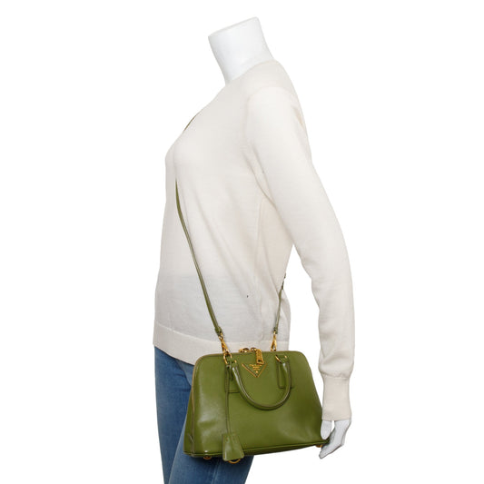 Prada Green Saffiano Lux Small Promenade Tote