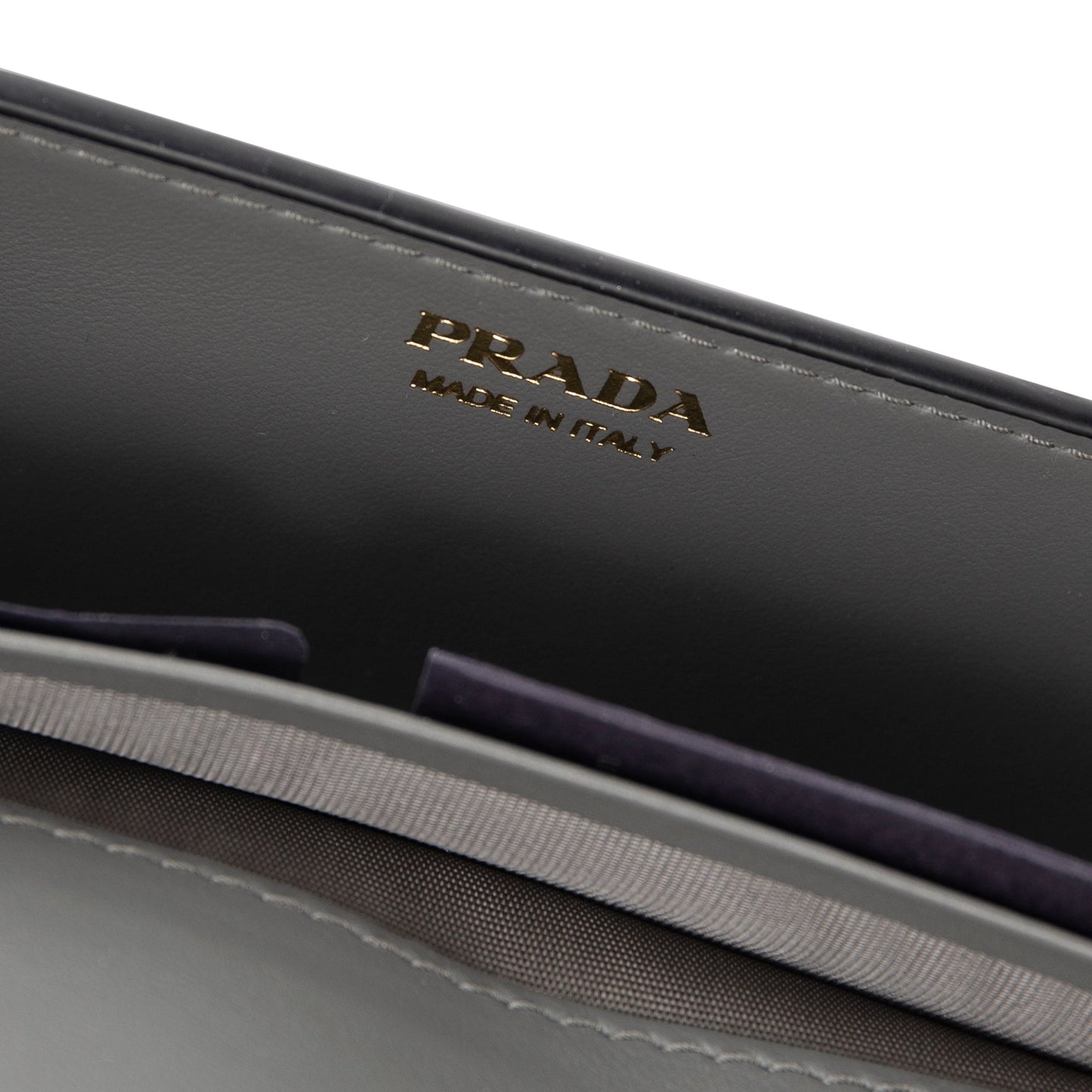 Prada Grey City Calf Cahier Wallet on Chain