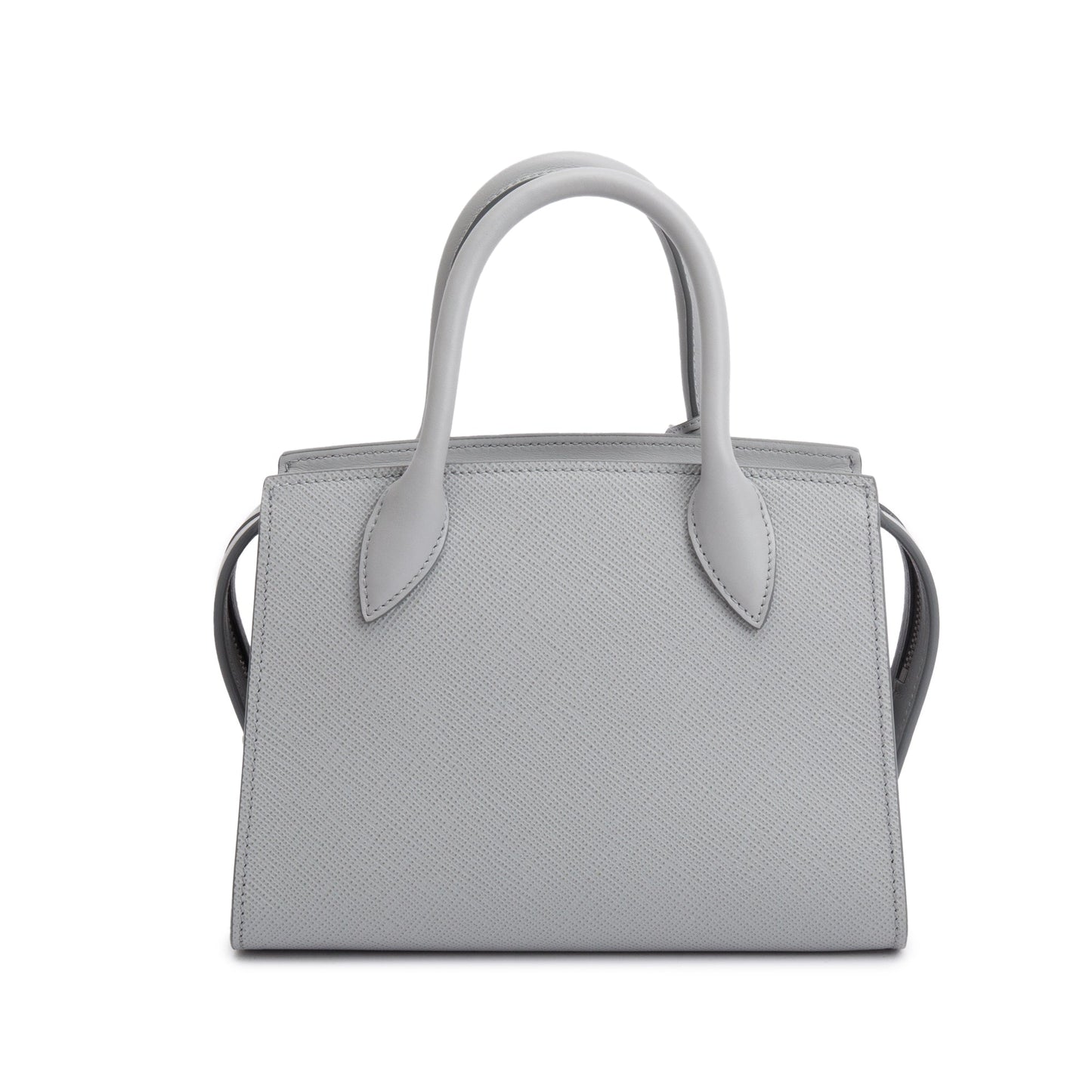 Prada Grey Saffiano Cuir Mini Monochrome Top Handle Tote