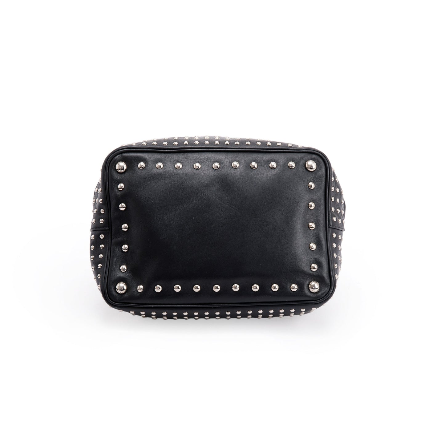 Prada Grommet Embellished City Calf Bucket Bag