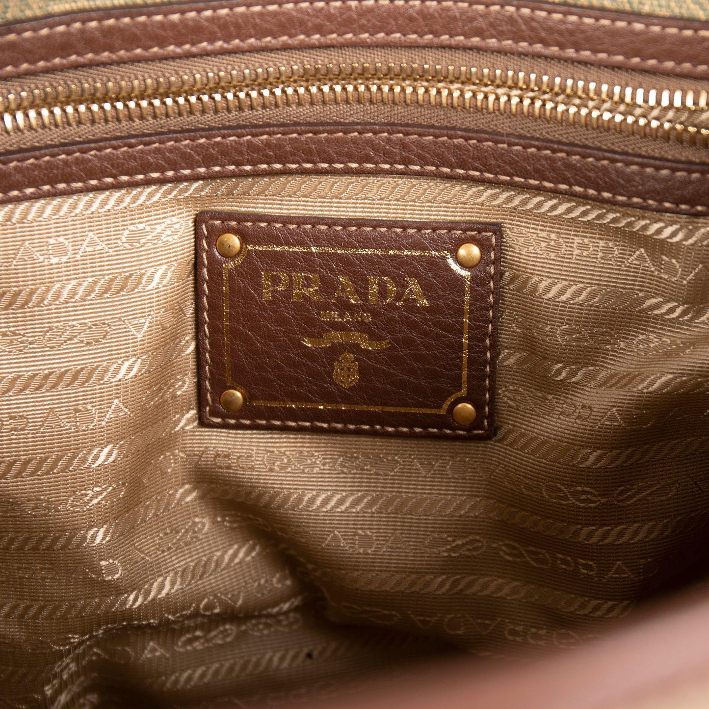 Prada Leather-Trimmed Canvas Tote