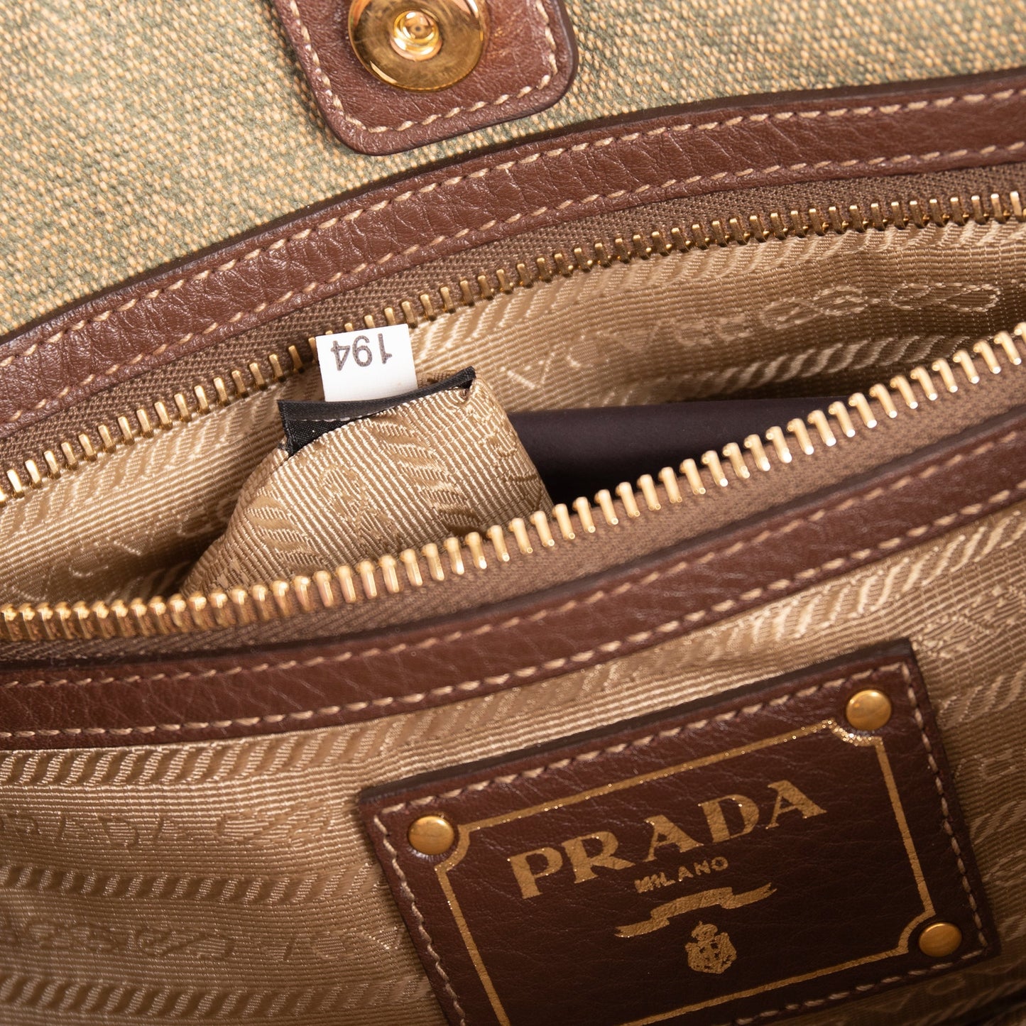 Prada Leather-Trimmed Canvas Tote