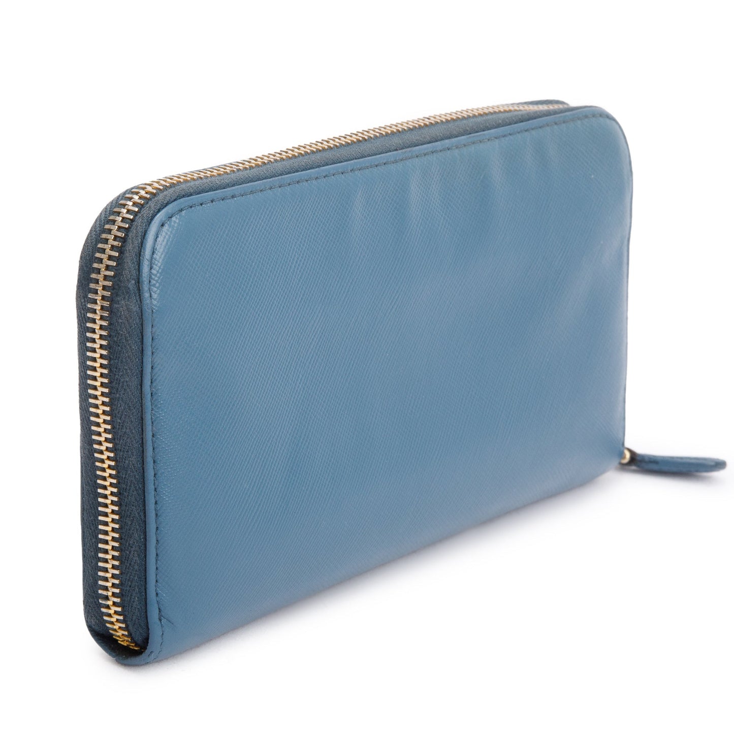 Prada Marine Saffiano Metal Leather Zip Around Wallet