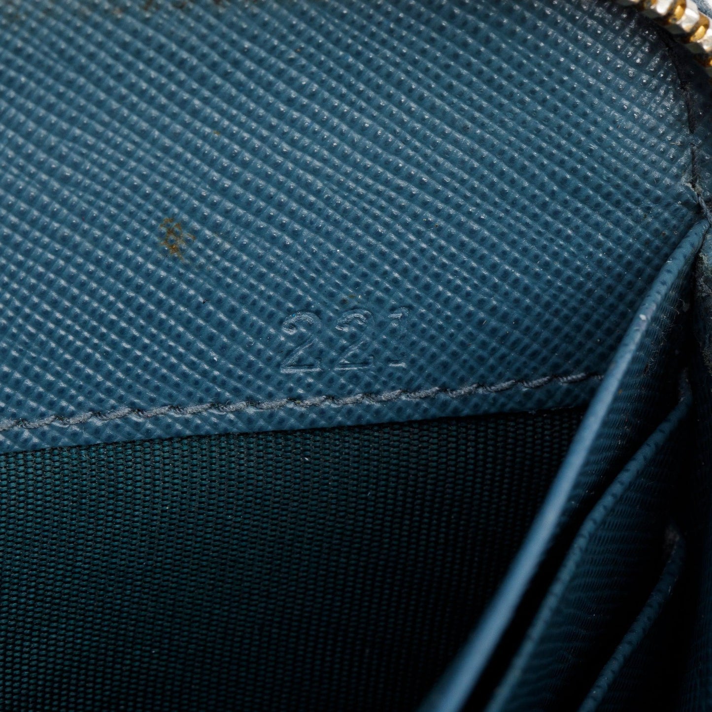 Prada Marine Saffiano Metal Leather Zip Around Wallet