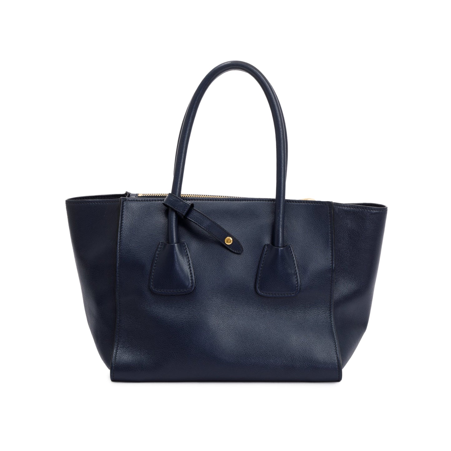 Prada Navy City Calf Small Twin Pocket Tote