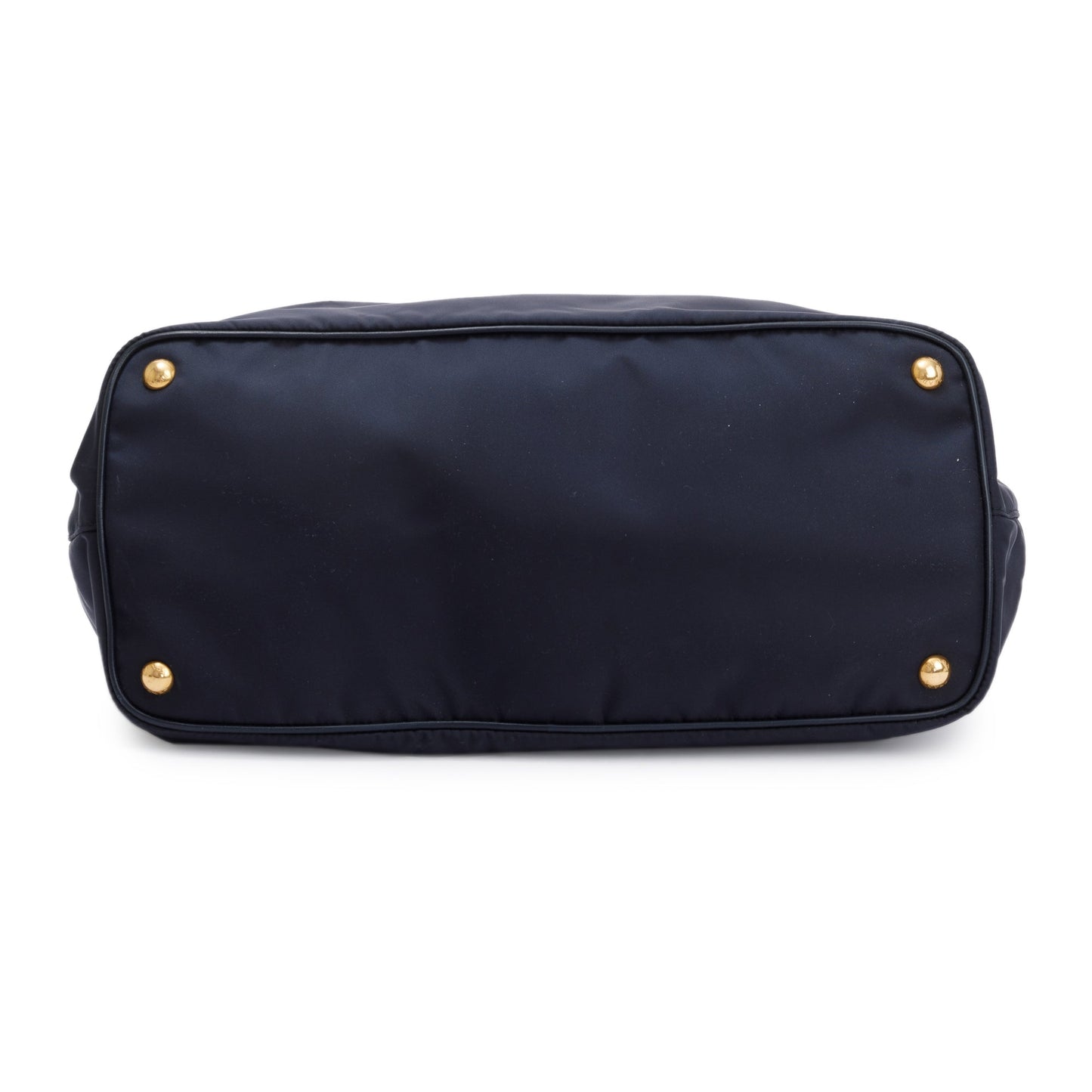Prada Navy Leather Trimmed Tessuto Nylon Tote