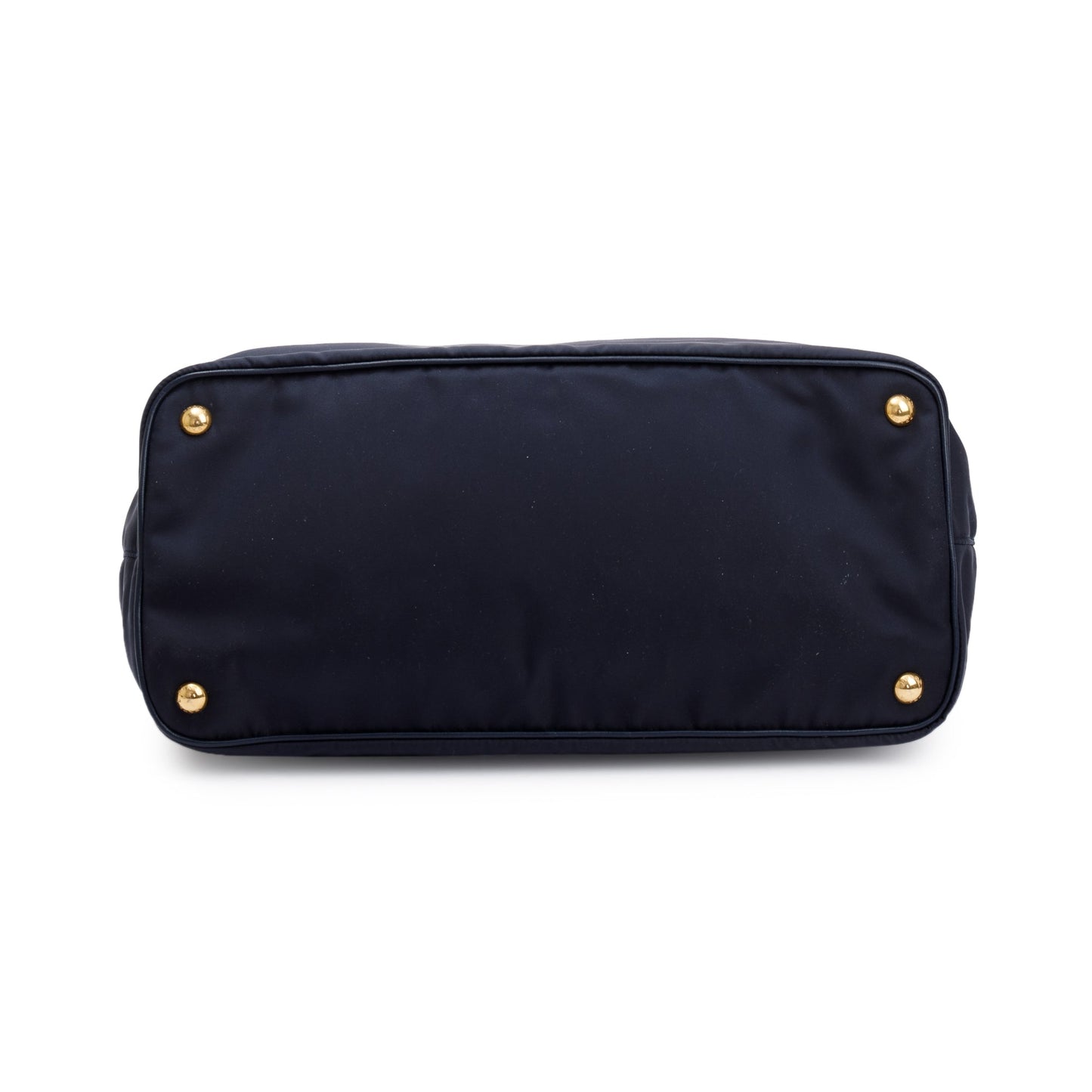 Prada Navy Leather Trimmed Tessuto Nylon Tote