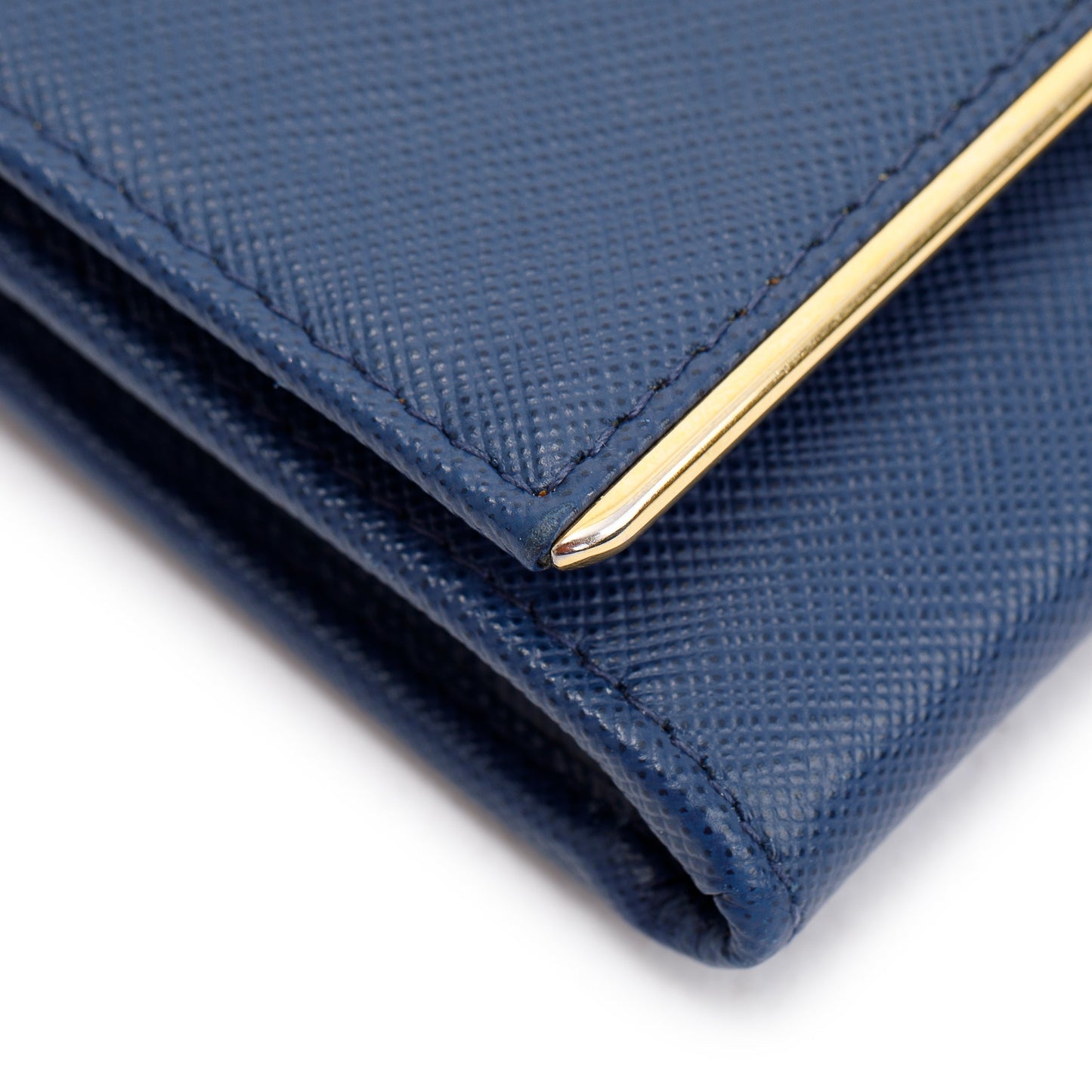 Prada Navy Saffiano Metal Wallet on Chain