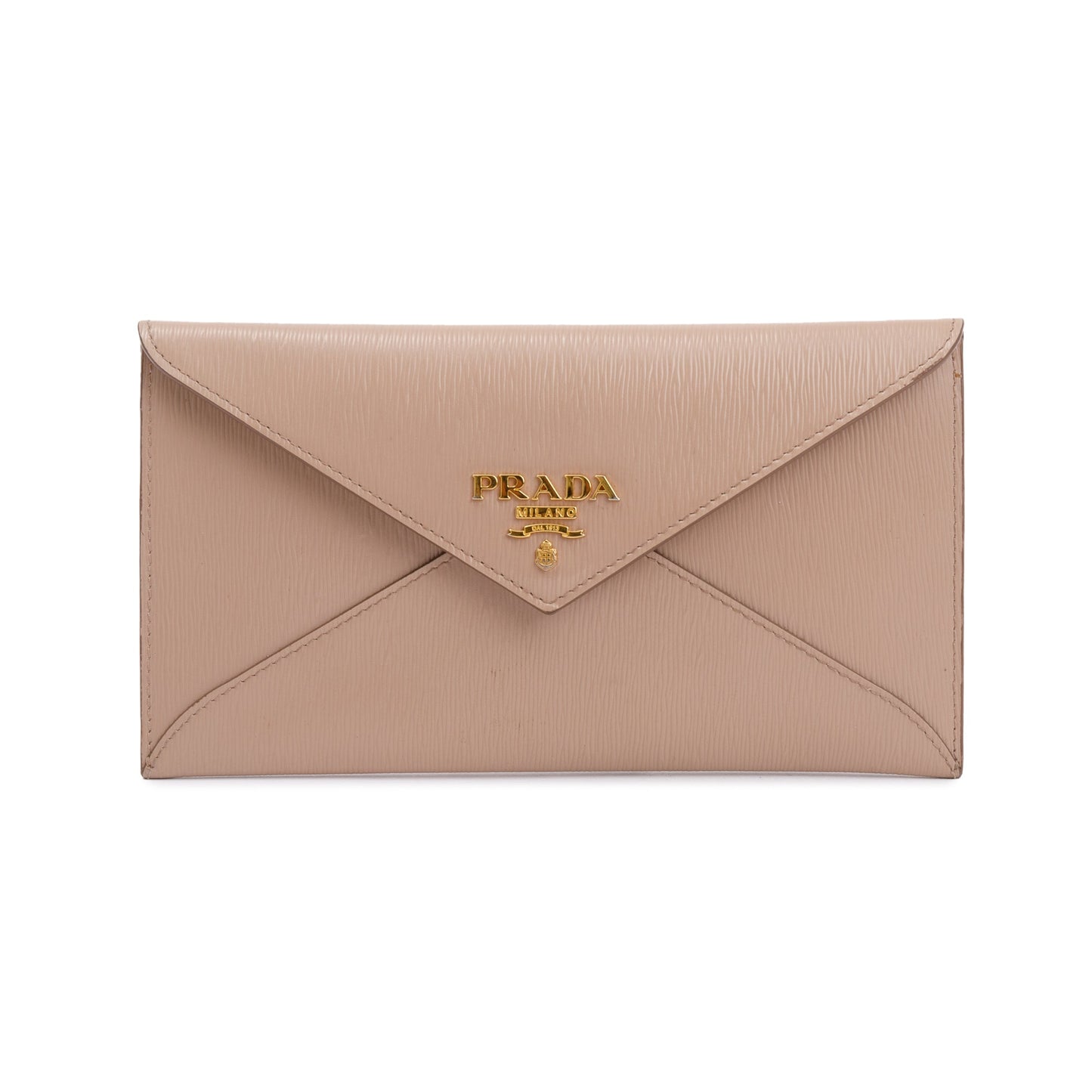 Prada Neutral Vitello Leather Envelope Wallet
