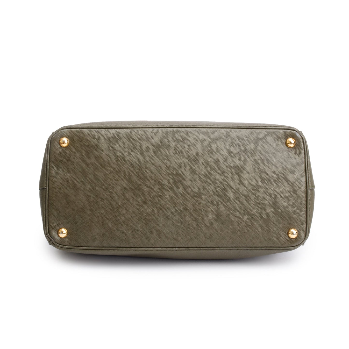 Prada Olive Green Saffiano Lux Large Double Zip Galleria Tote