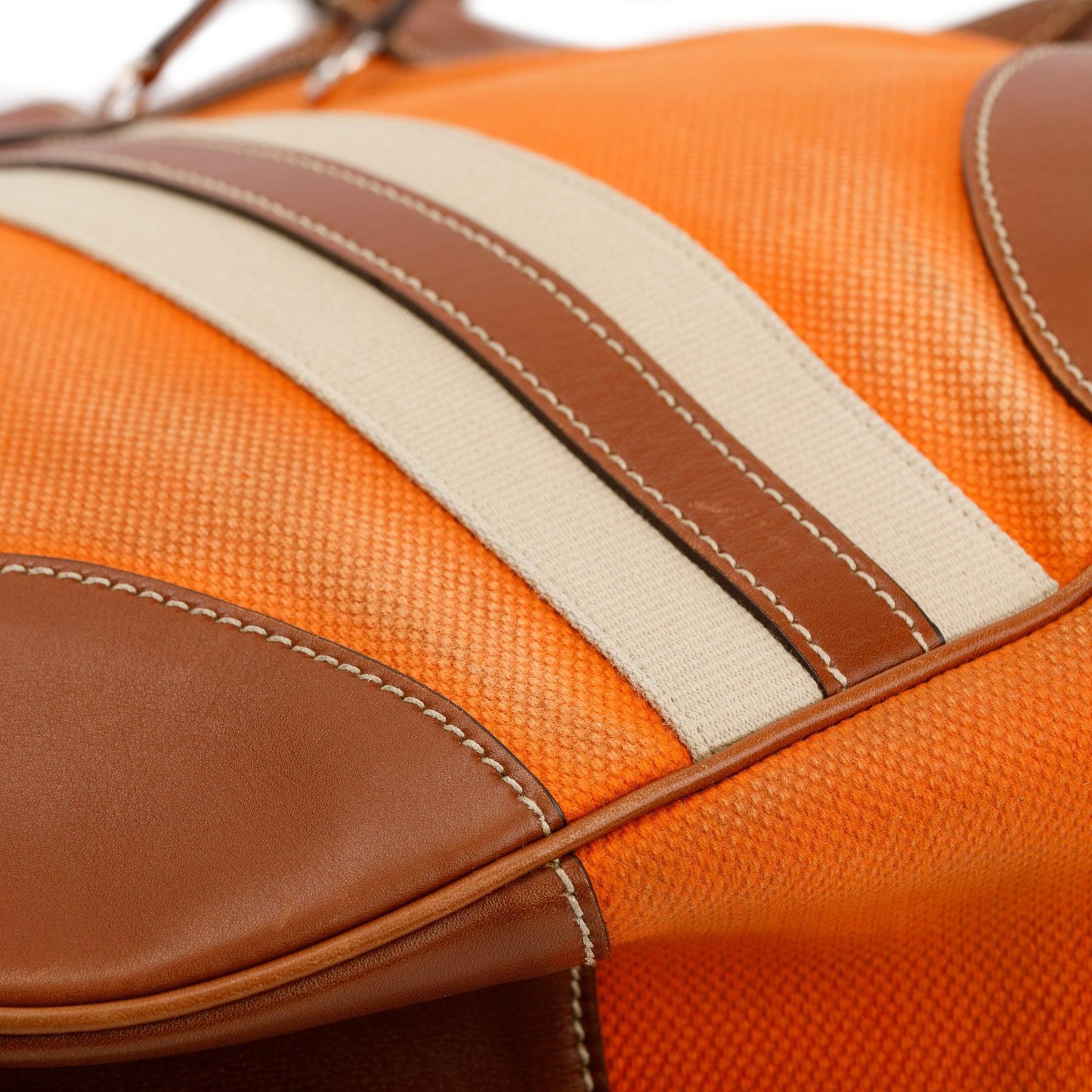 Prada Orange Canapa Vitello Leather Darwstring Hobo