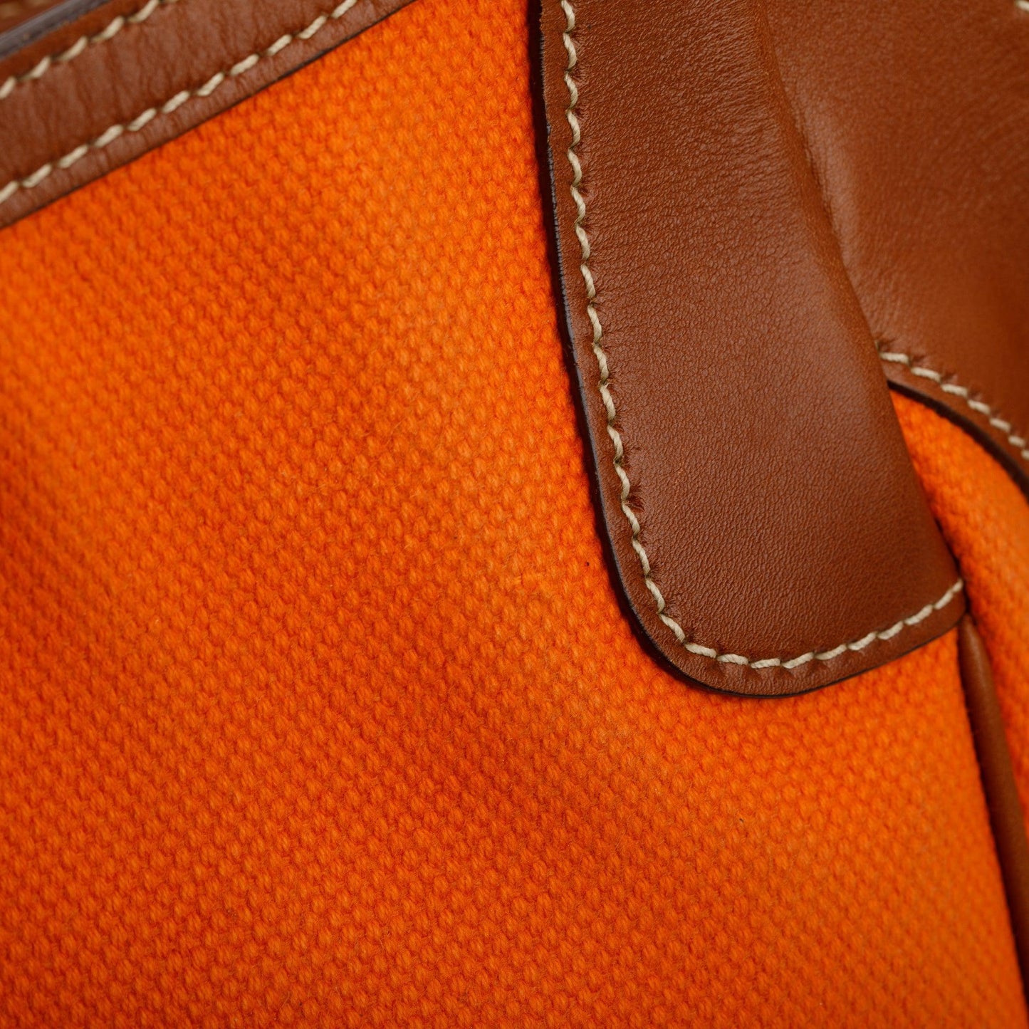 Prada Orange Canapa Vitello Leather Darwstring Hobo