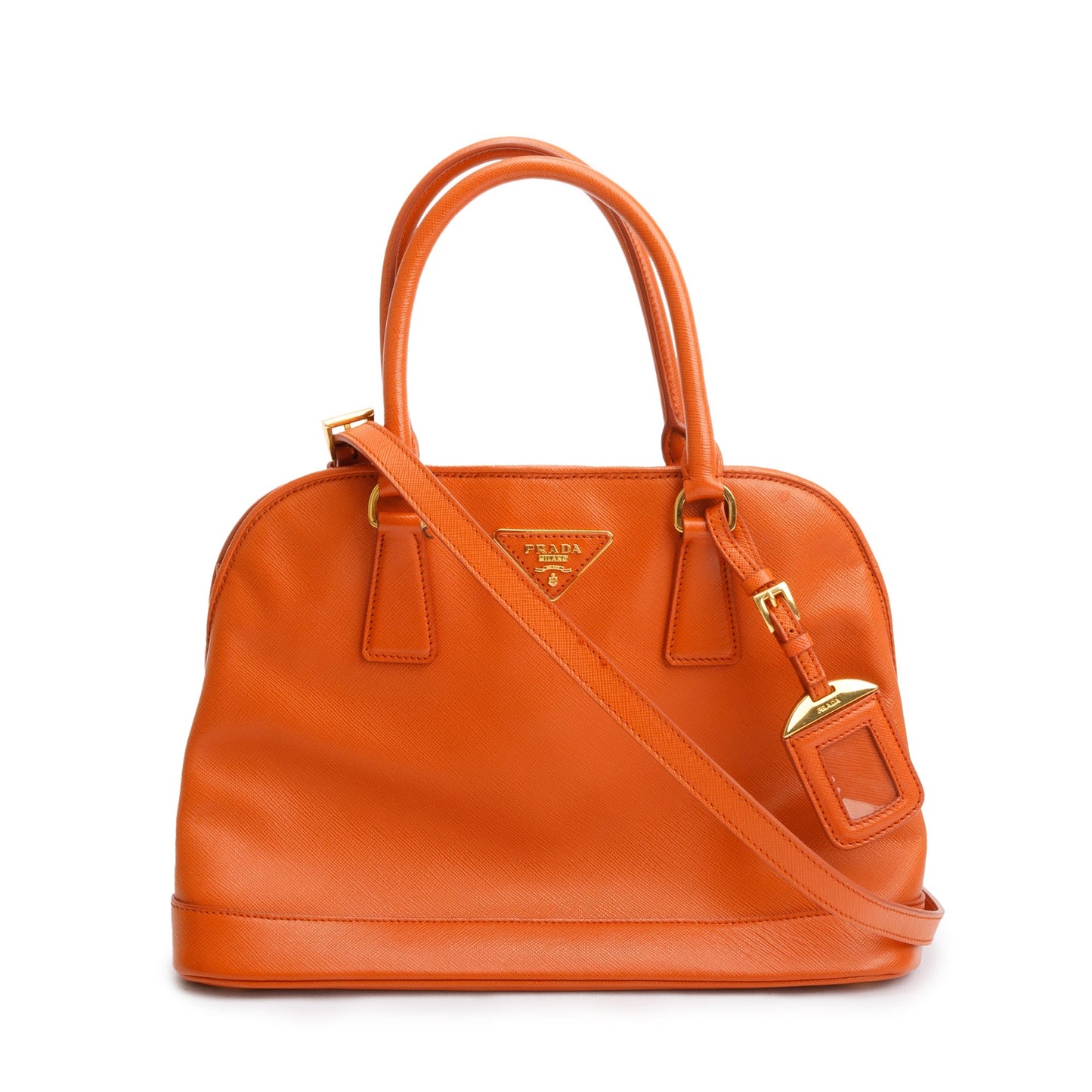 Prada Orange Saffiano Lux Medium Open Promenade Tote