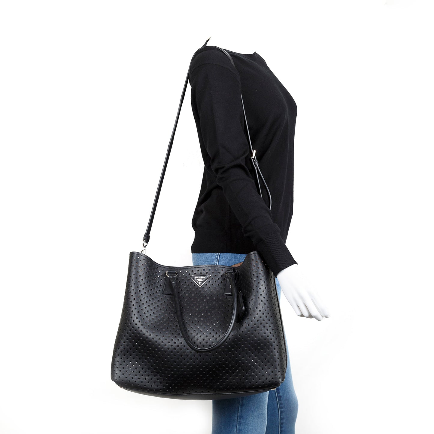 Prada Perforated Scamosciato Tote