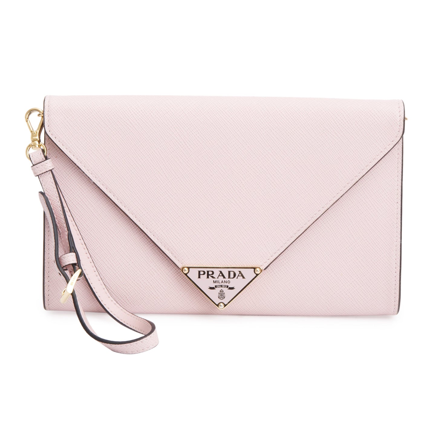 Prada Pink Saffiano Envelope Wristlet Clutch