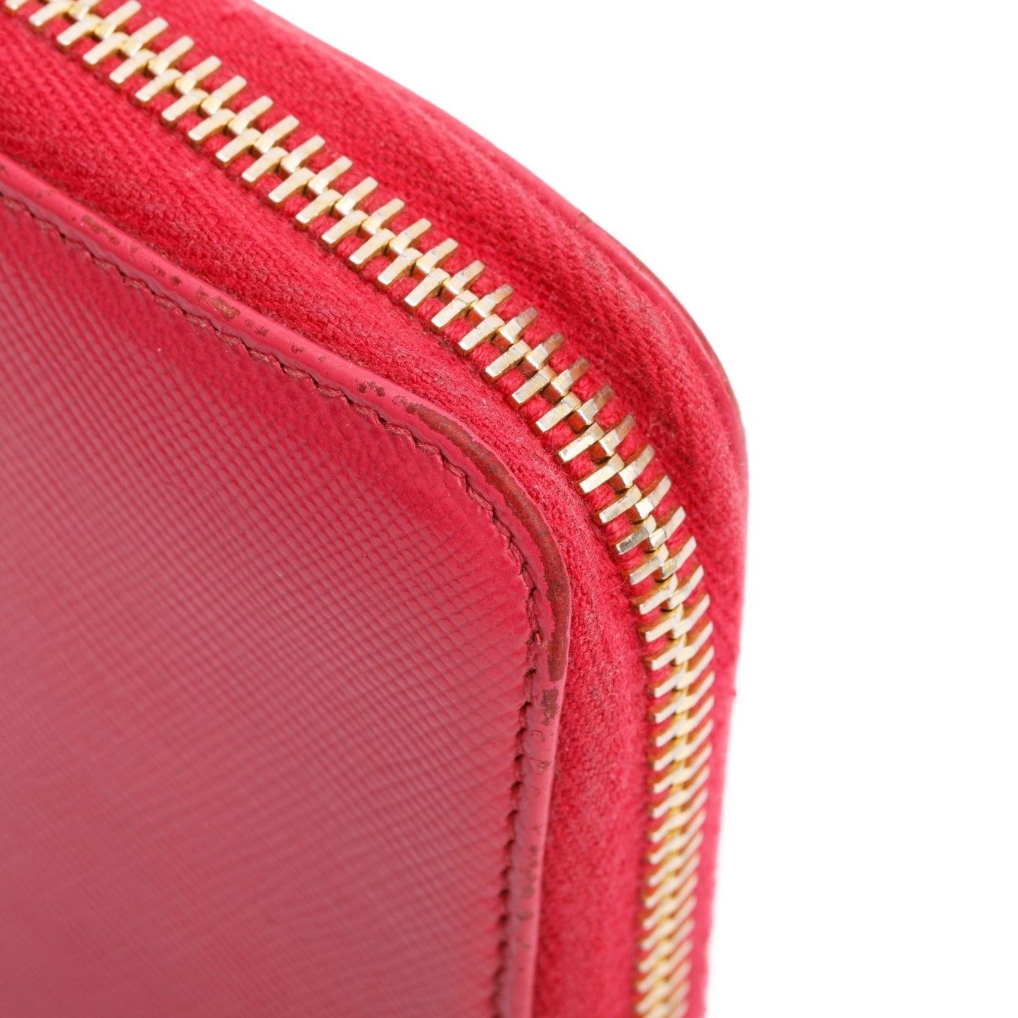 Prada Pink Saffiano Leather Zip Around Organizer Wallet