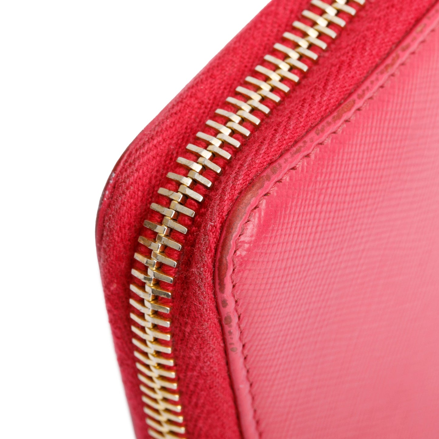 Prada Pink Saffiano Leather Zip Around Organizer Wallet
