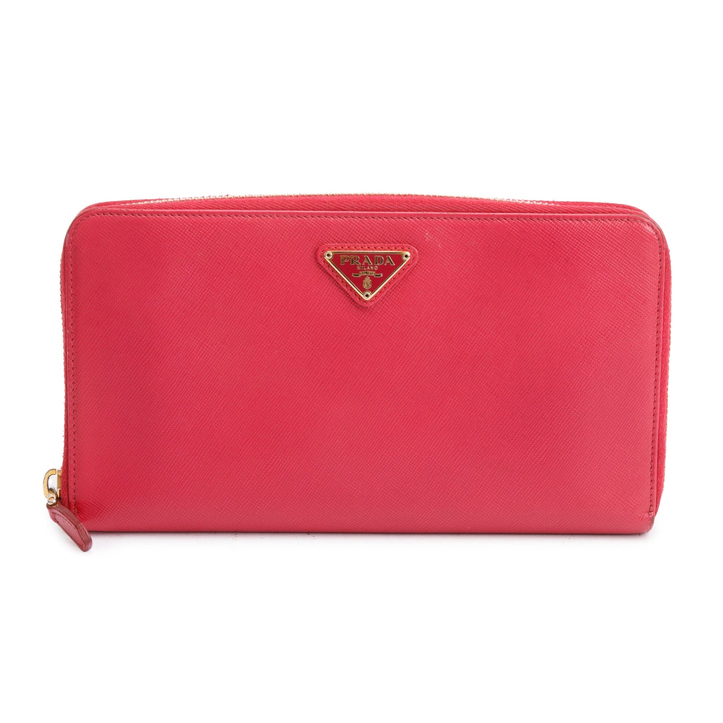 Prada Pink Saffiano Leather Zip Around Organizer Wallet