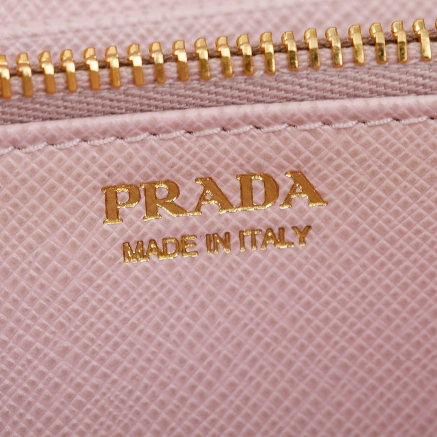 Prada Pink Saffiano Leather Zip Around Wallet